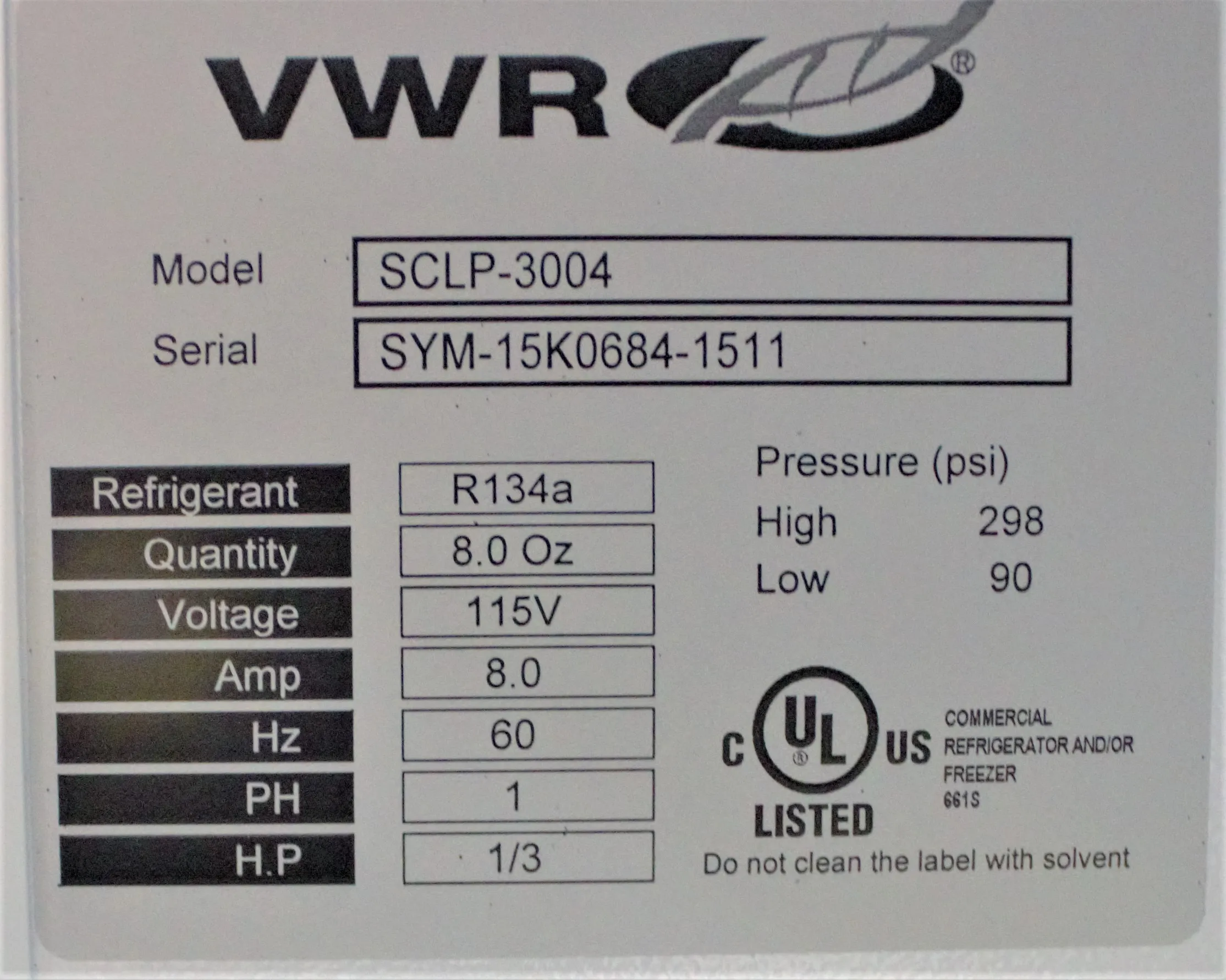 VWR Symphony -20 Lab Freezer Scrap/Recycle Unit Not Working No Power Chord