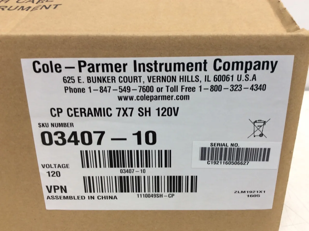 Cole Parmer StableTemp Cat. 03407-10 Heated Stir Plate 7" x 7"