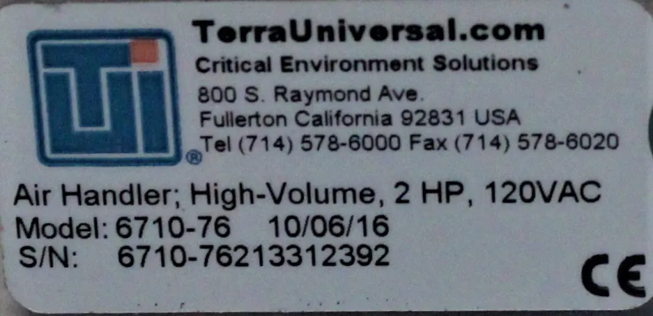 Terra Universal 6710-76 Air Conditioner/Cooler - Used Laboratory Equipment