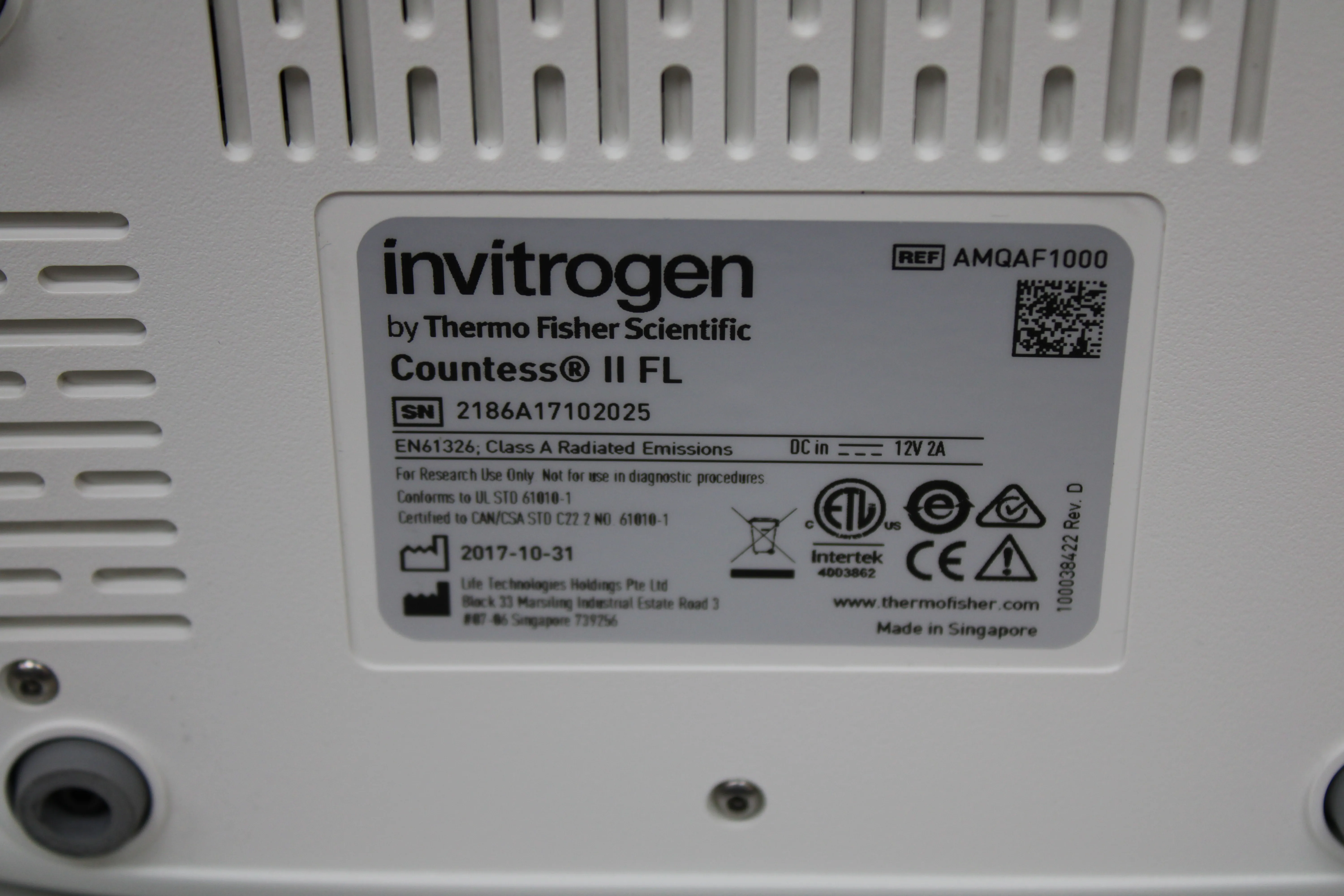 Invitrogen Countess II FL Automated Cell Counter with Trypan Blue Staining