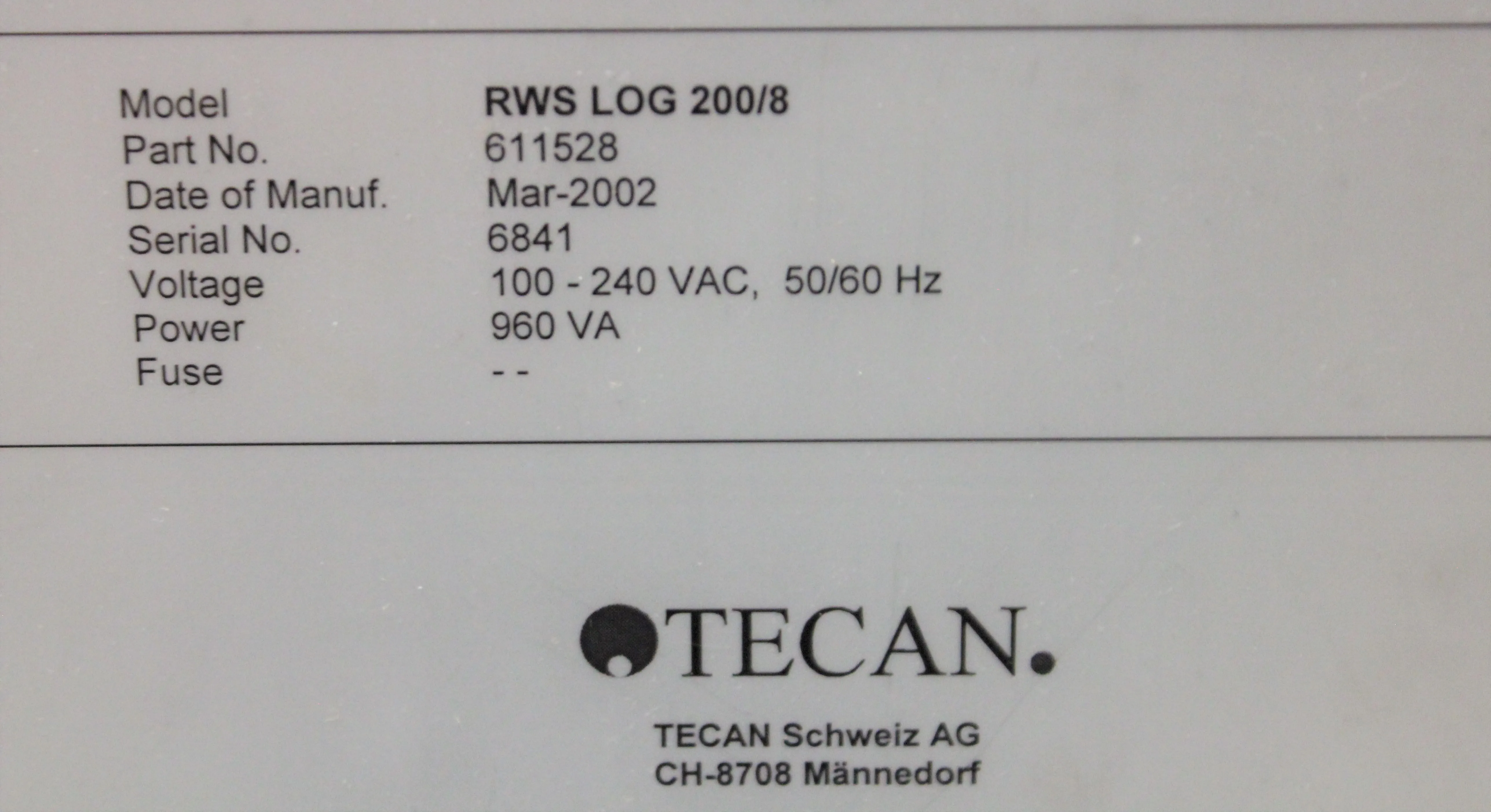 TECAN Genesis RWS LOG-200/8 Automated Liquid Handler Workstation - Used Laboratory Equipment