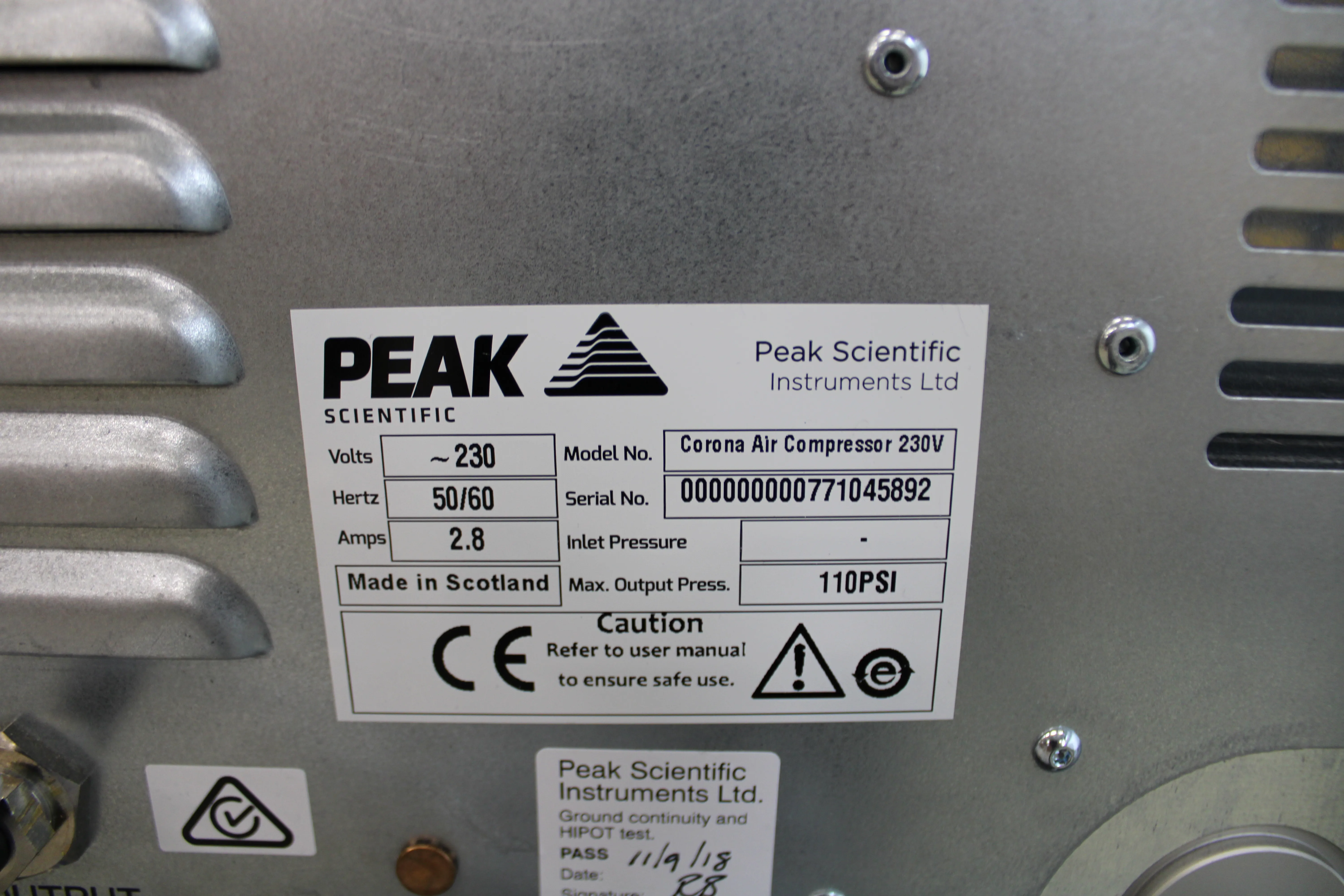 Peak Scientific Acrion N2 Nitrogen Gas Generator & Acrion Air Compressor