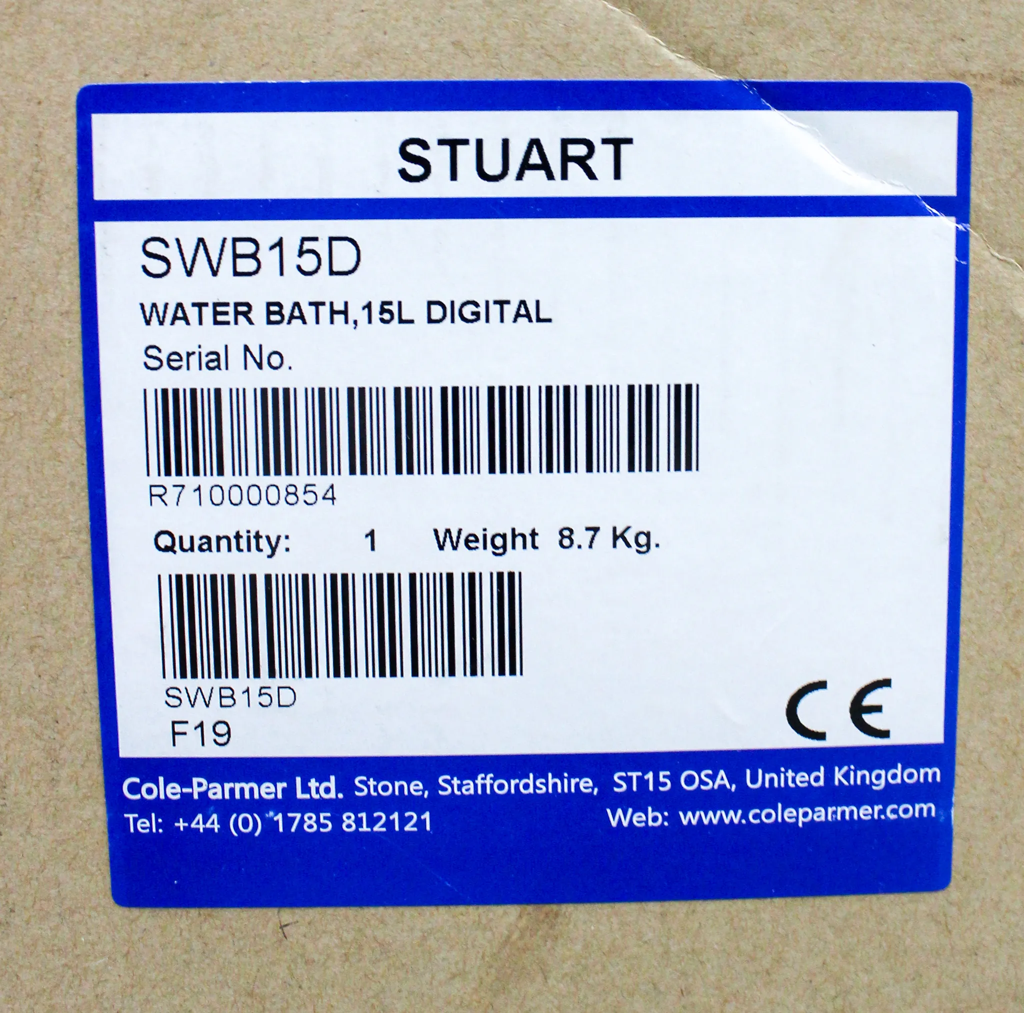 Stuart Digital Water Bath 15L, SWB15D - New Open Box