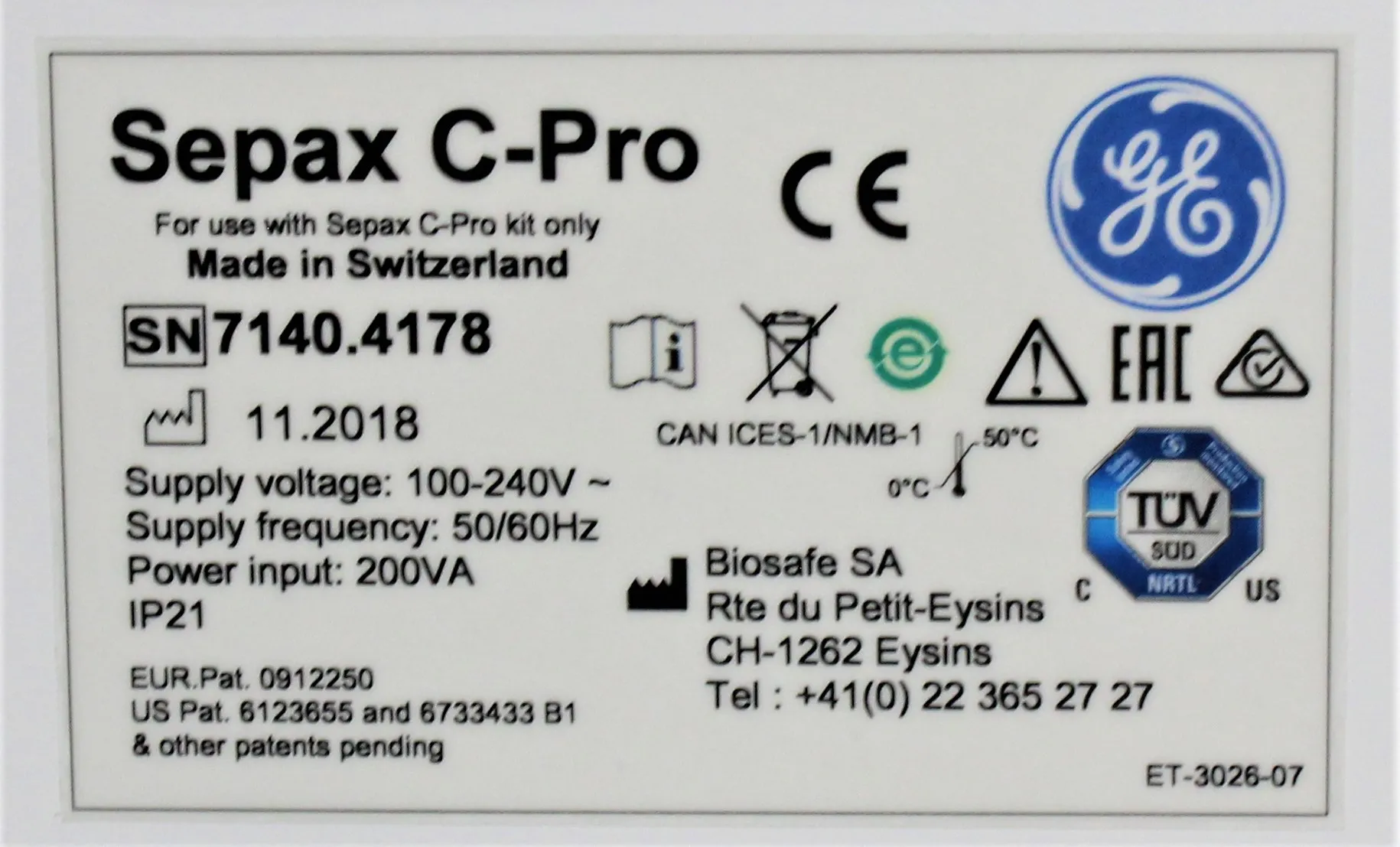 GE Healthcare Sepax C-Pro Perfusion System Cell Processing Unit