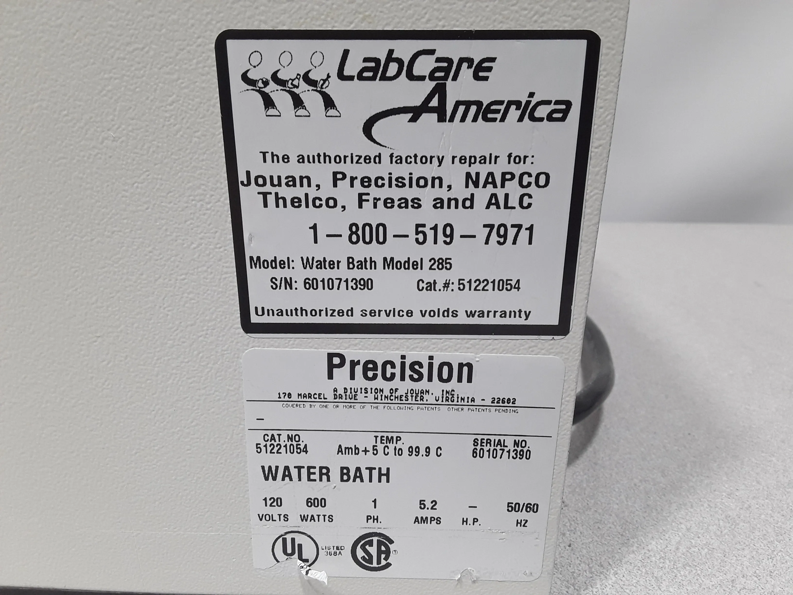 Precision Microprocessor Controlled 280 Series Model 51221054 Water Bath 0 to 100C