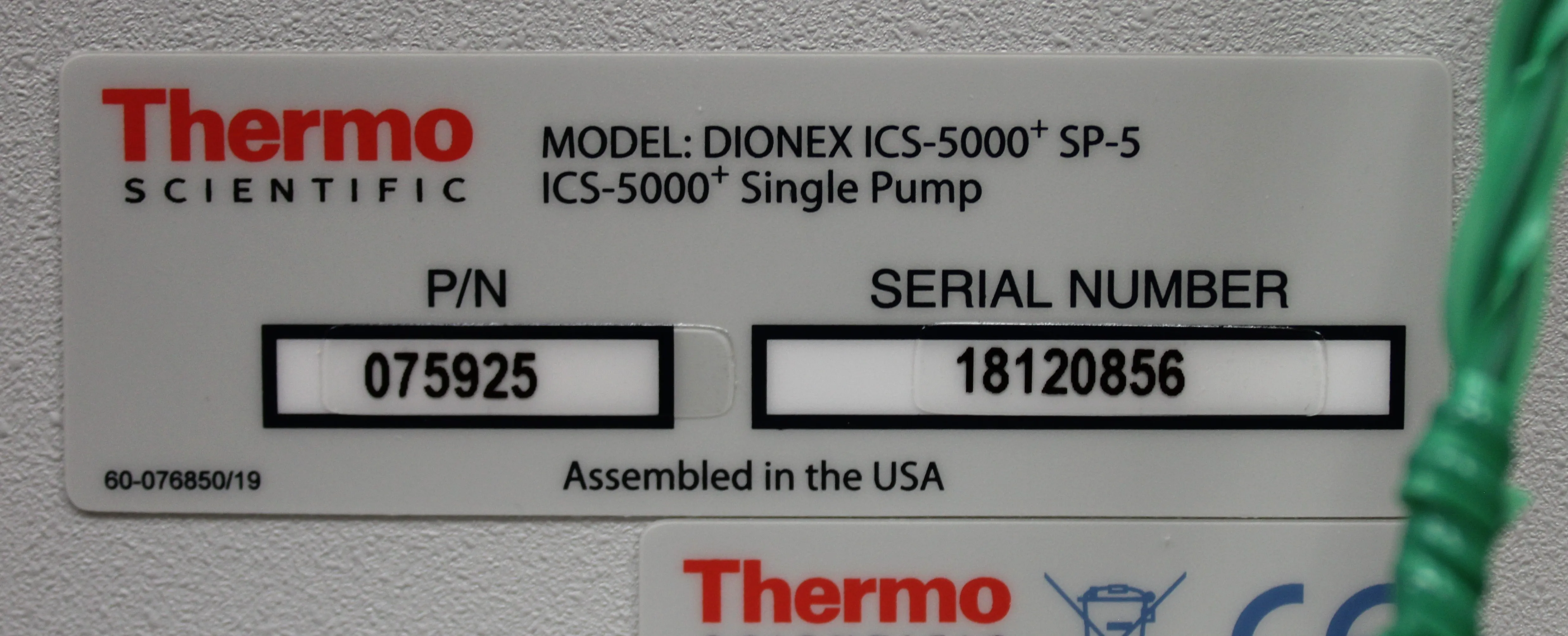 Thermo Scientific Dionex ICS-5000+ SP-5 Single Pump, P/N: 075925