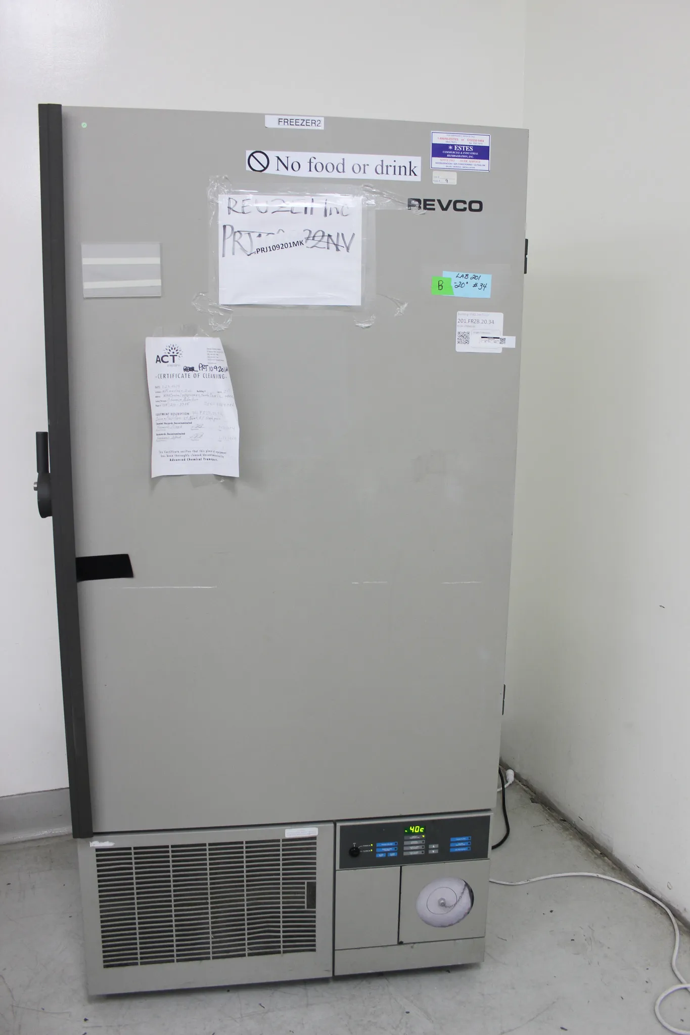 Revco ULT2140-5-A14 Ultra Low Temperature Lab Freezer -40C