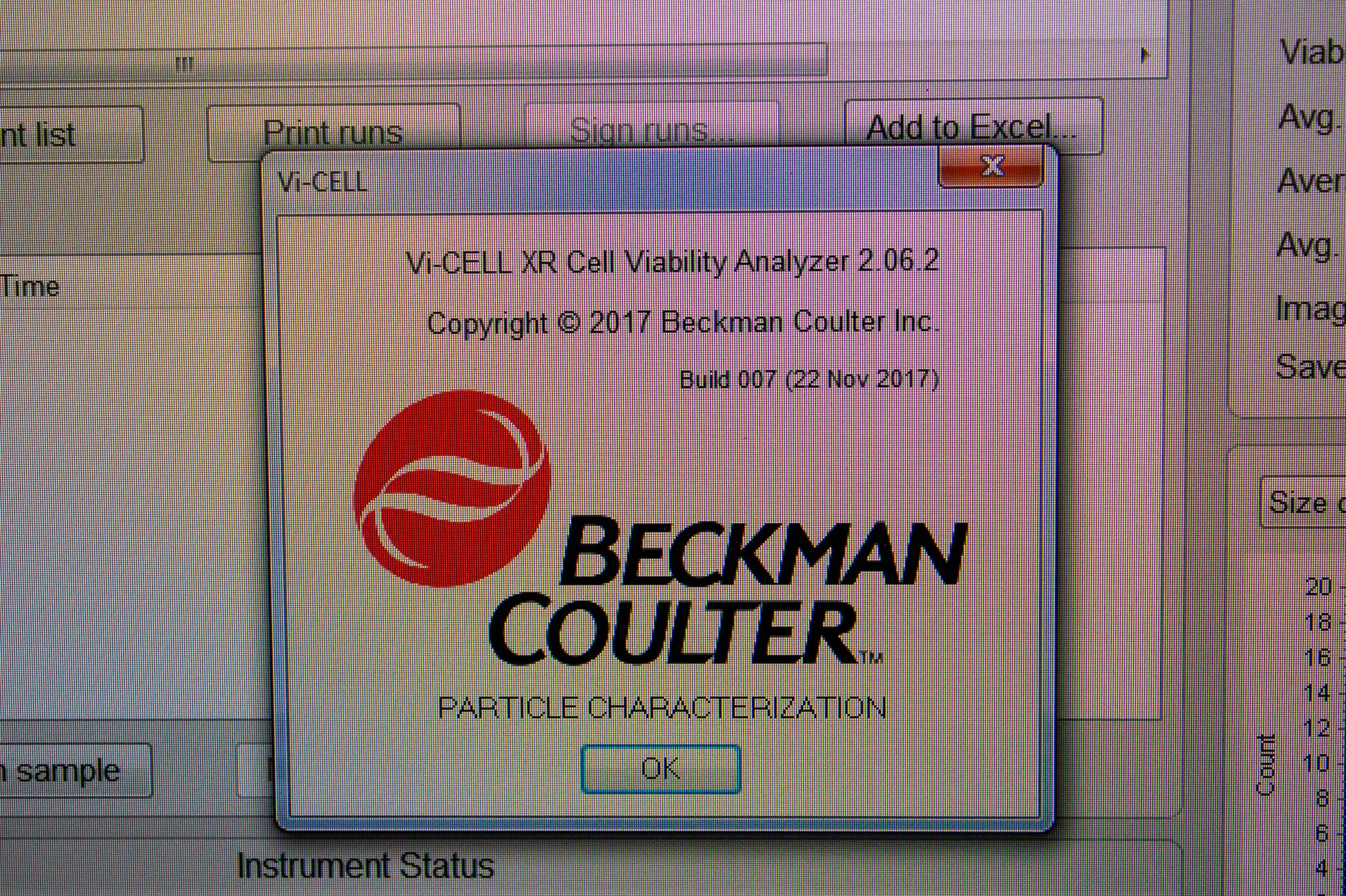 Beckman Coulter VI Cell XR Cell Viability Analyzer with Lenovo Computer Workstation