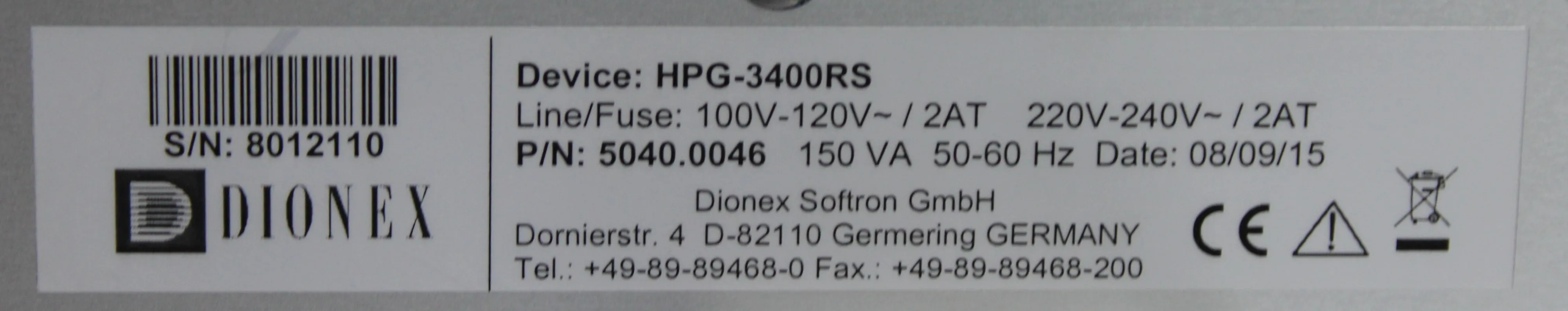 Thermo Scientific Dionex UltiMate HPG-3400RS Binary Pump