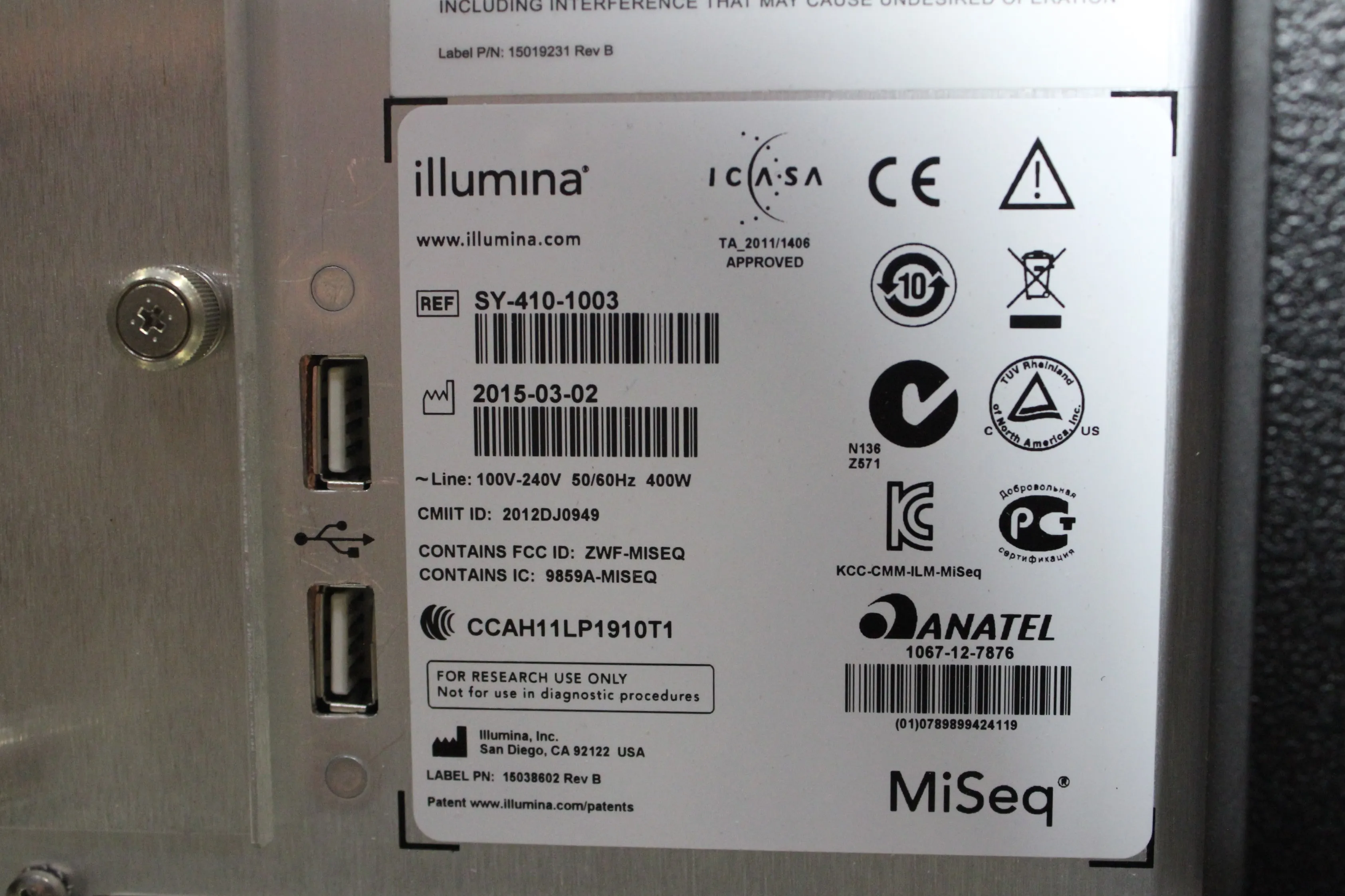 Illumina MiSeq DNA Sequencer, Model M03740 - As-Is