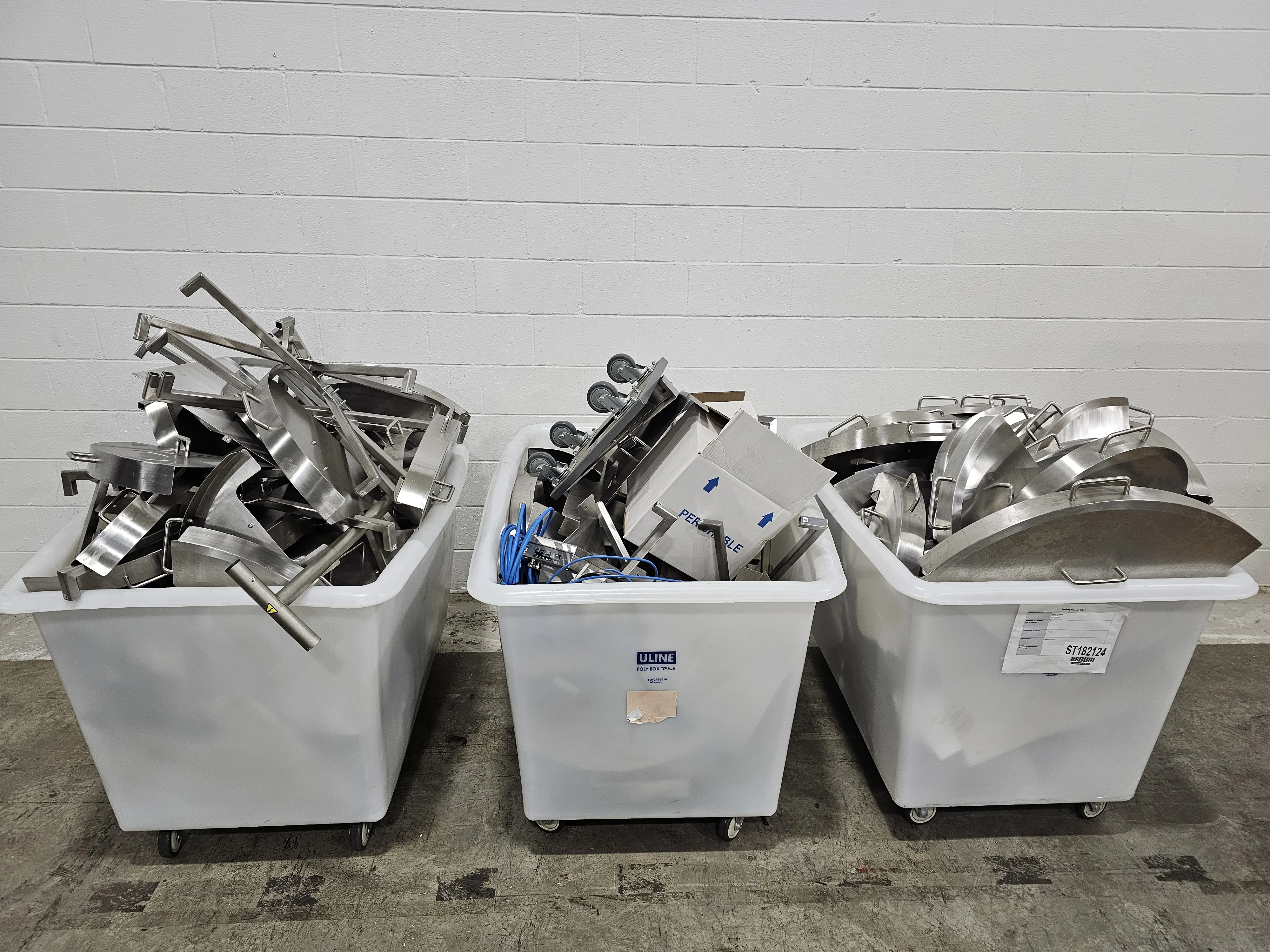 Used Mobius200L Mixer Carrier and Jacketed Parts - 3 Bins of SUM Parts