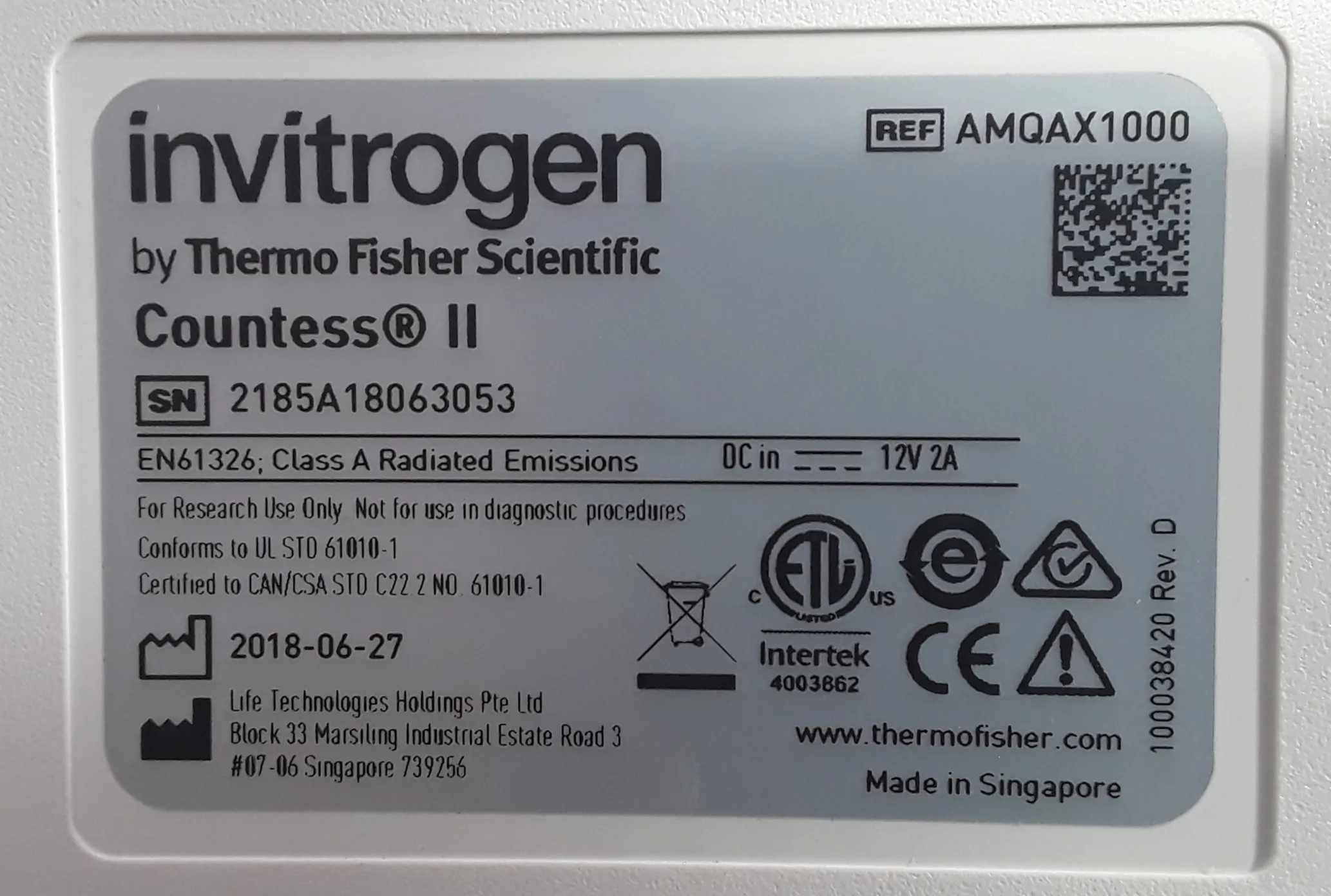 Invitrogen Countess II Automated Cell Counter AMQAX1000