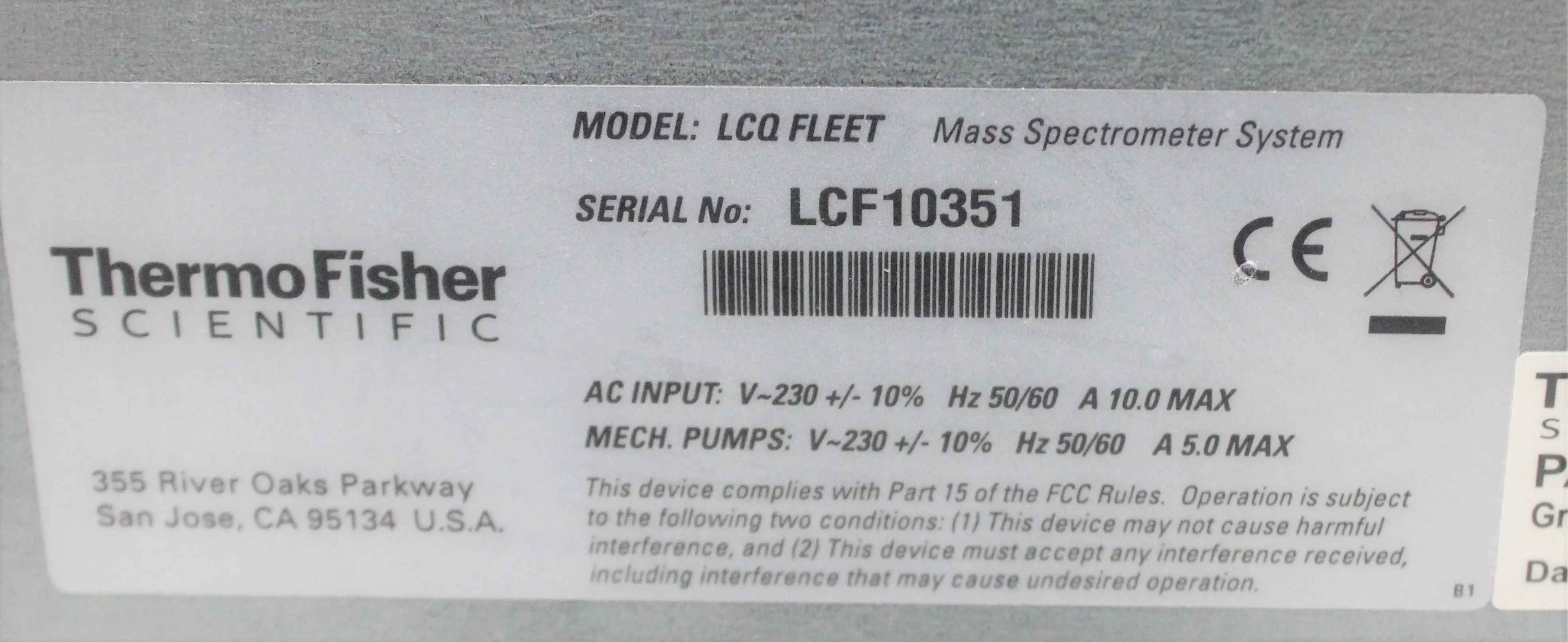 Thermo Scientific LCQ Fleet Ion Trap Mass Spectrometer