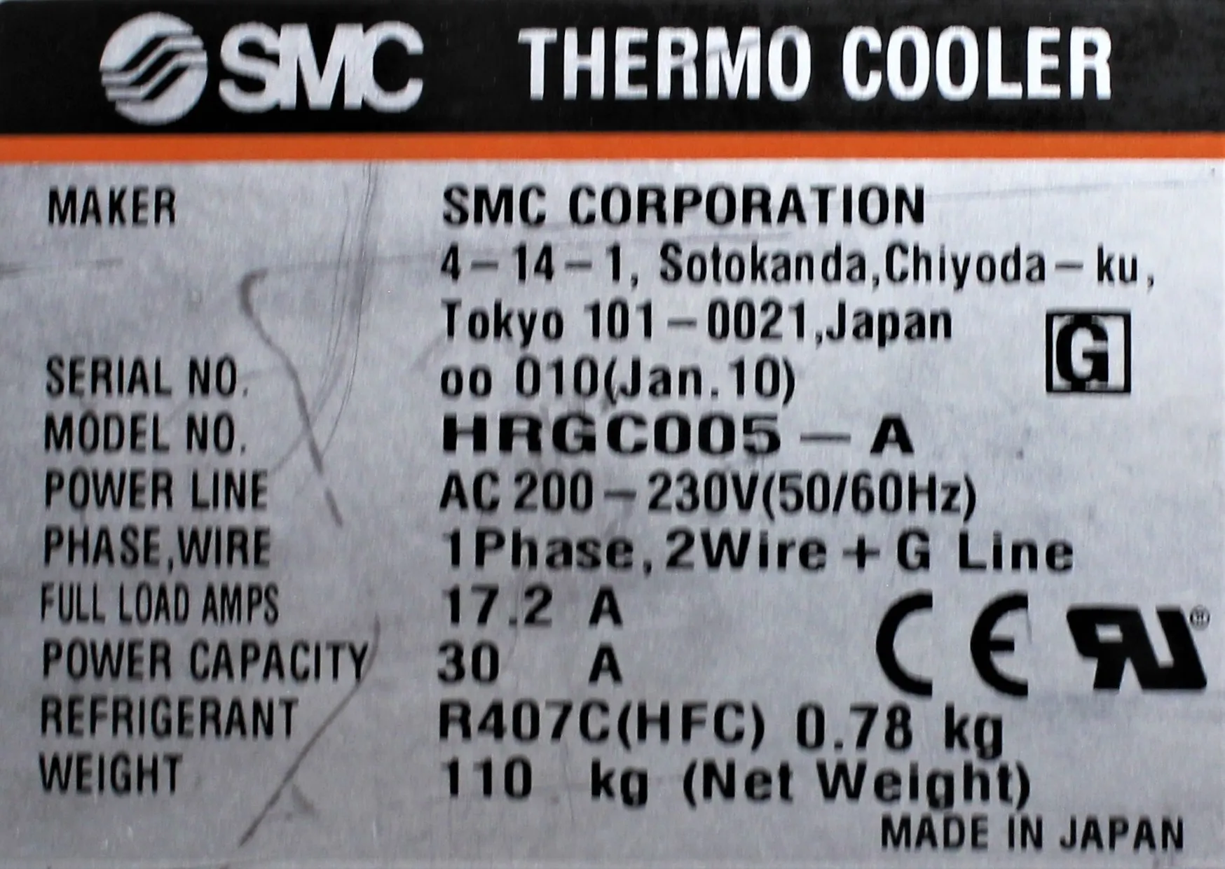 SMC HRG Circulating Fluid Thermo-Cooler Control System - Used Lab Equipment