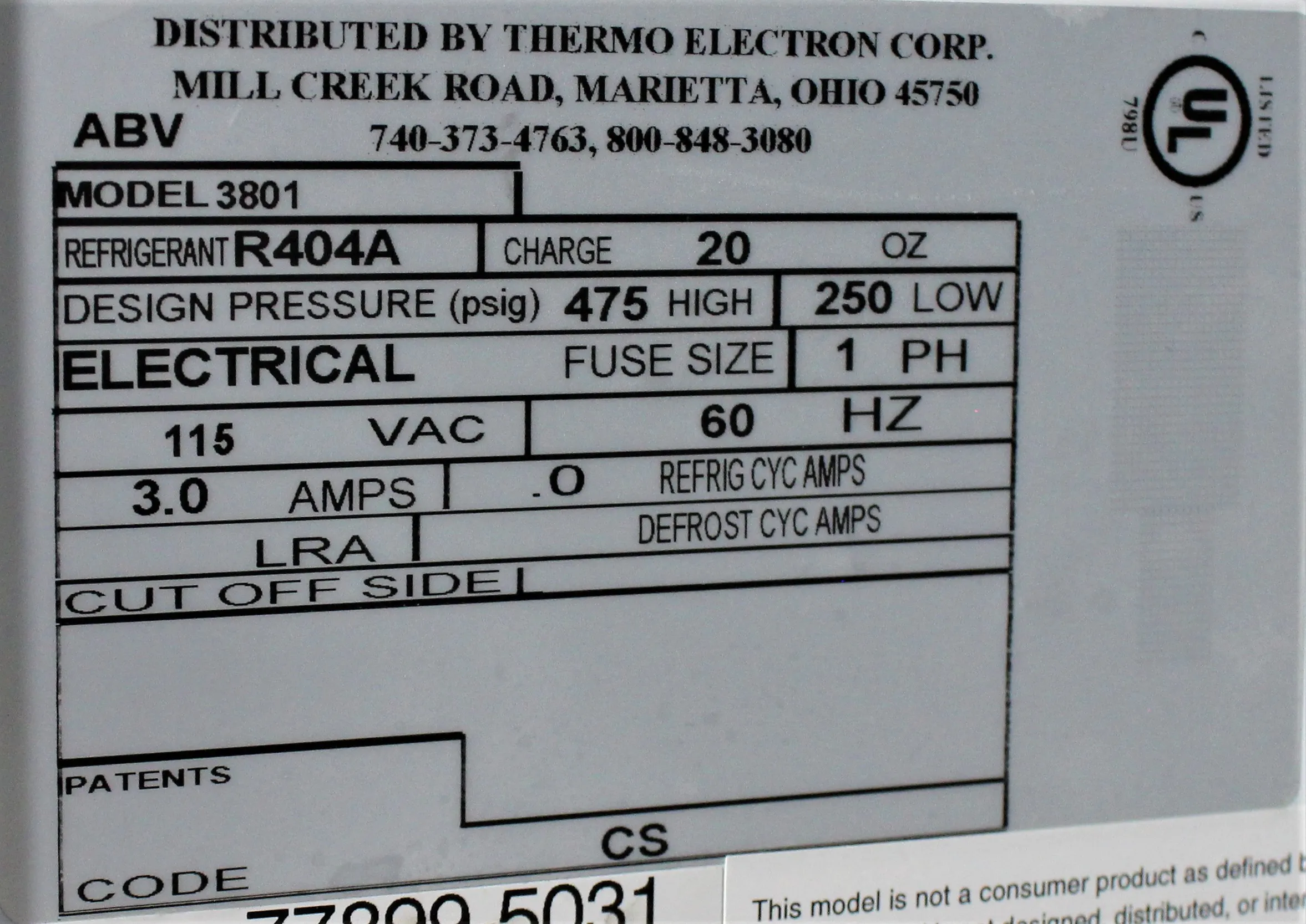 Thermo Scientific Forma 3801 Flammable Material Storage Freezer