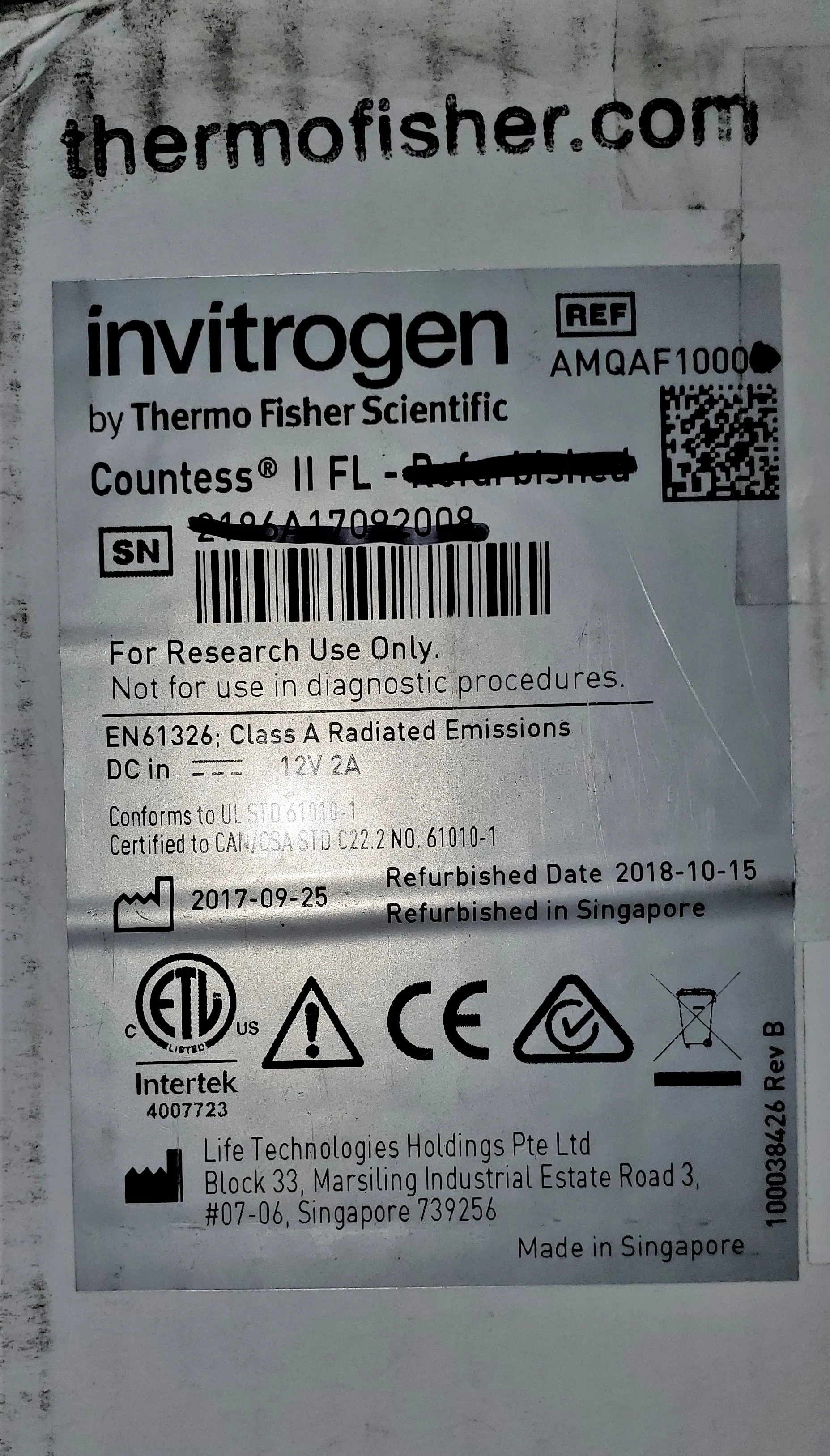 Invitrogen Countess II FL AMQAF1000 Automated Cell Counter