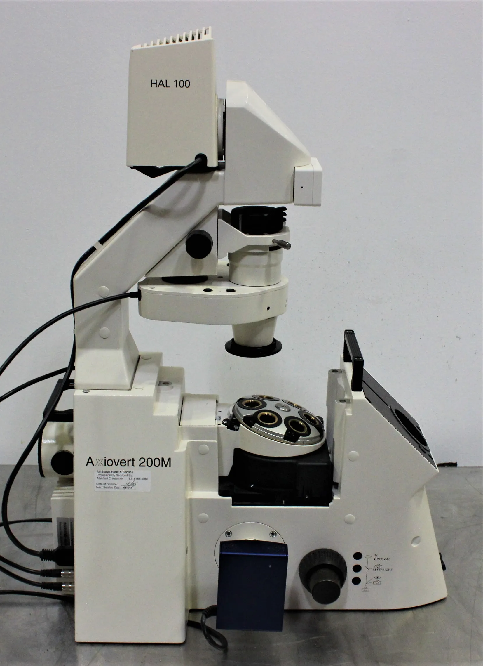 Used Zeiss Axiovert 200M Microscope with Fluorescence and External Illumination Source