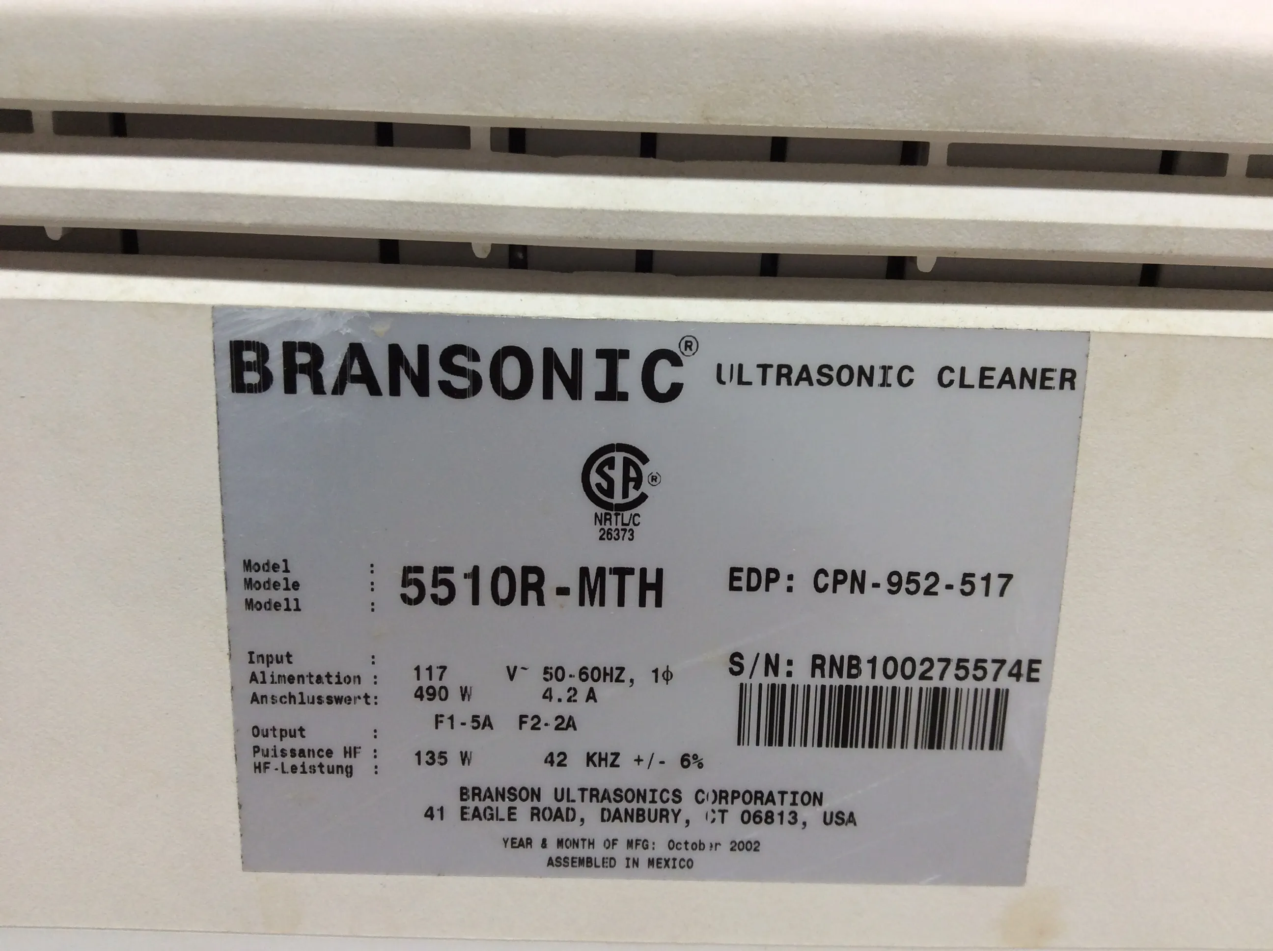 Branson 5510 Benchtop Heated Ultrasonic Cleaner 5510R-MTH