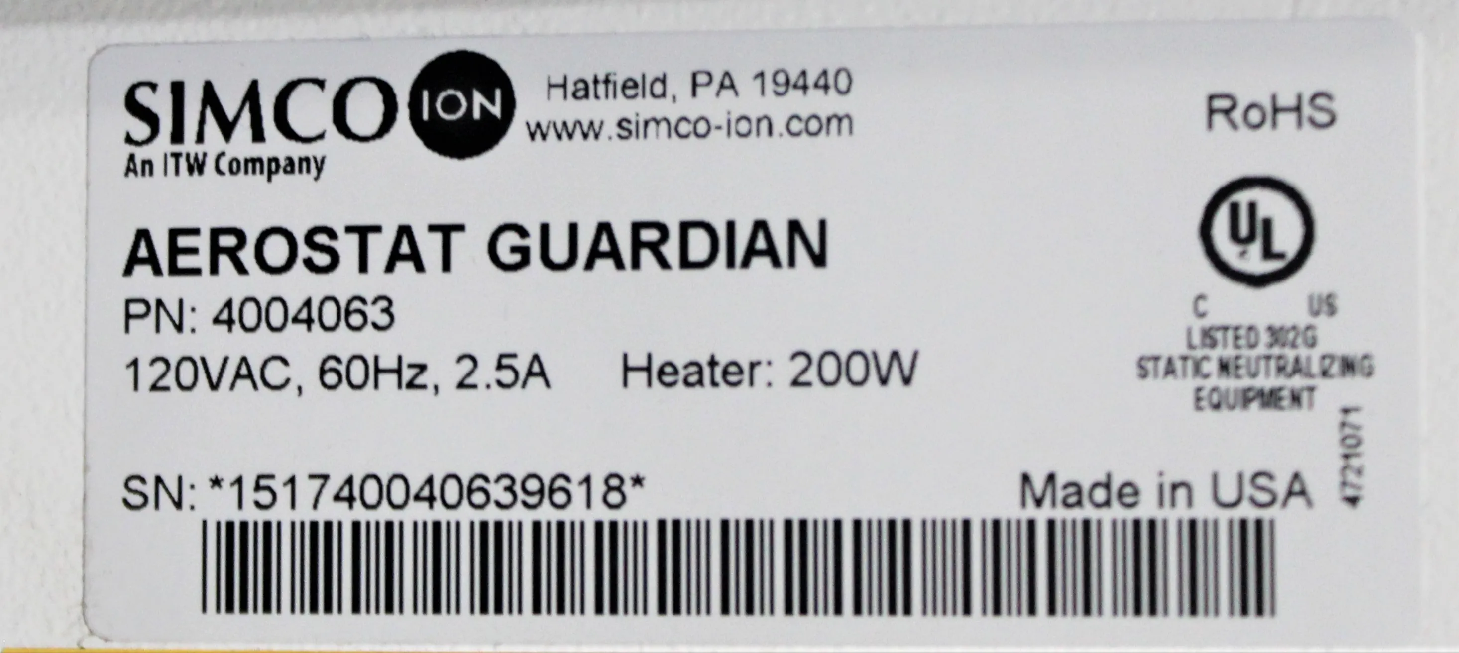 Simco Aerostat Guardian Class 2 Used Laboratory and Medical Accessory Hood