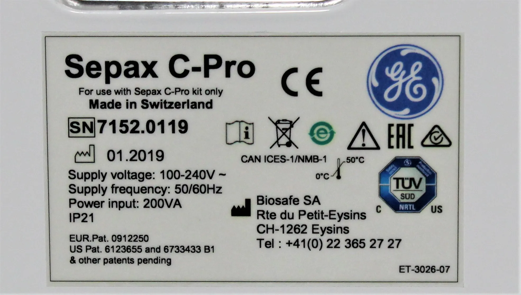 GE Healthcare Sepax C-Pro Perfusion System Cell Counting / Sorting