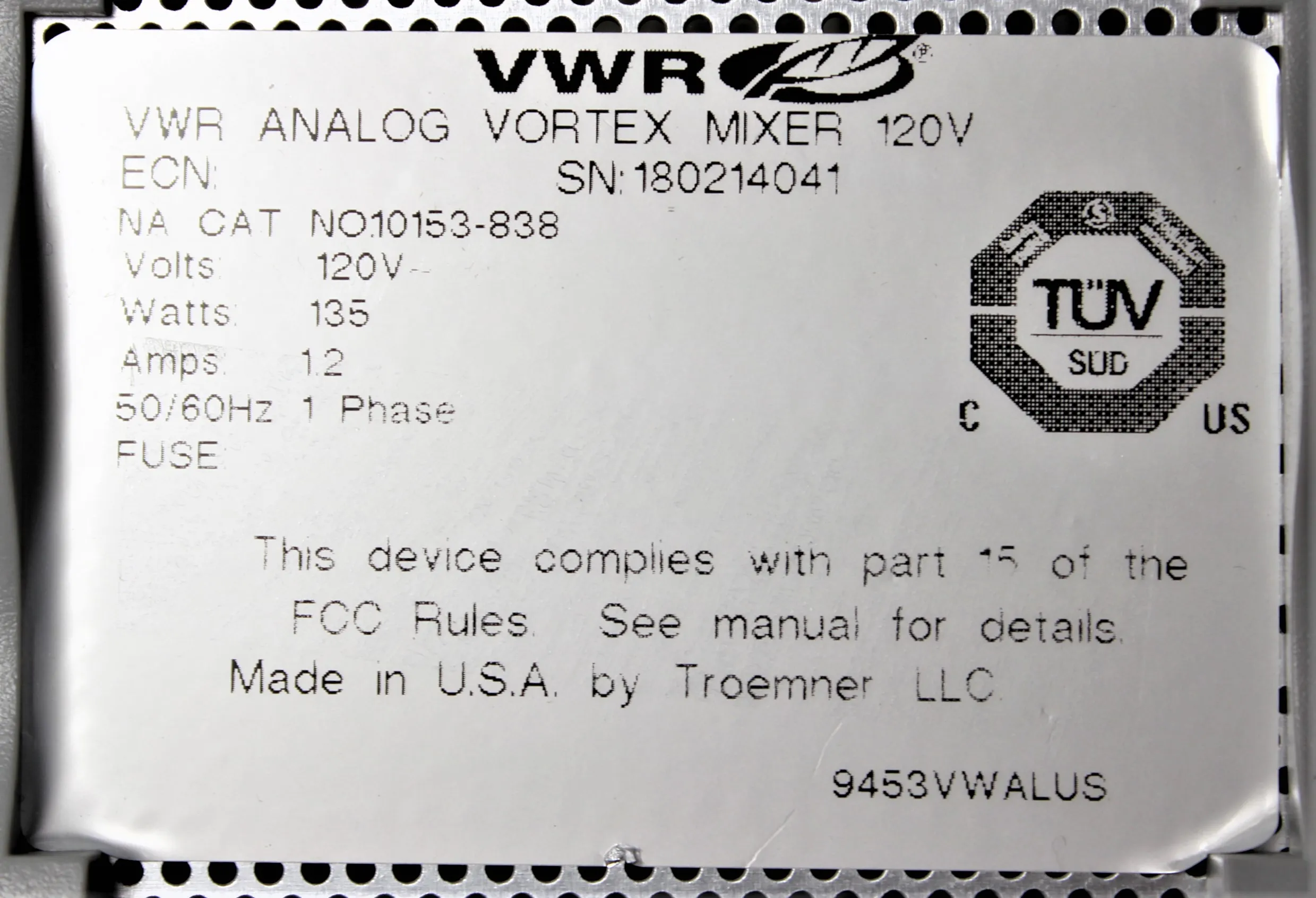 VWR Analog Vortex Mixer 10153-838