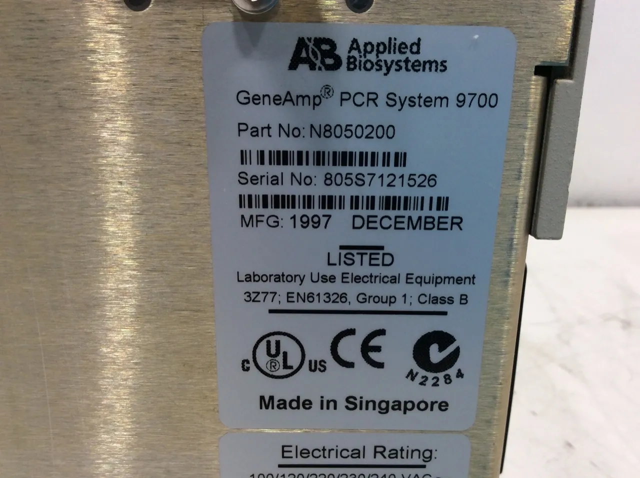 Applied Biosystems GeneAmp PCR System 9700 96 silver