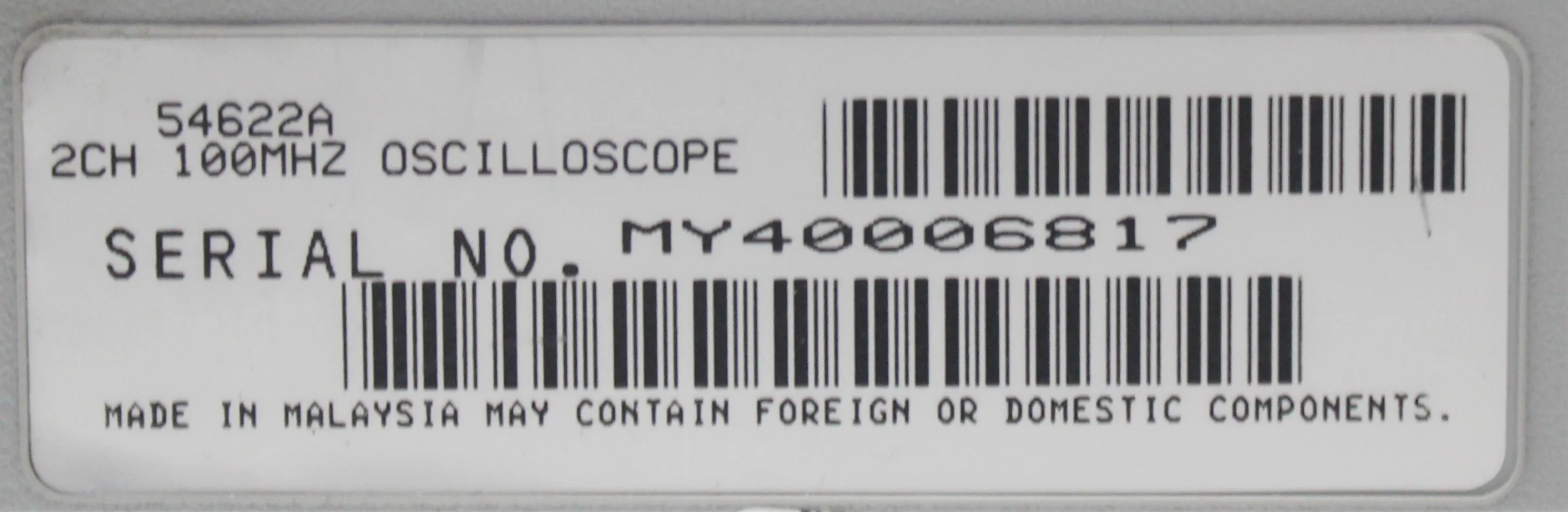 Agilent 54622A 100 MHz 2-Channel Digital Oscilloscope