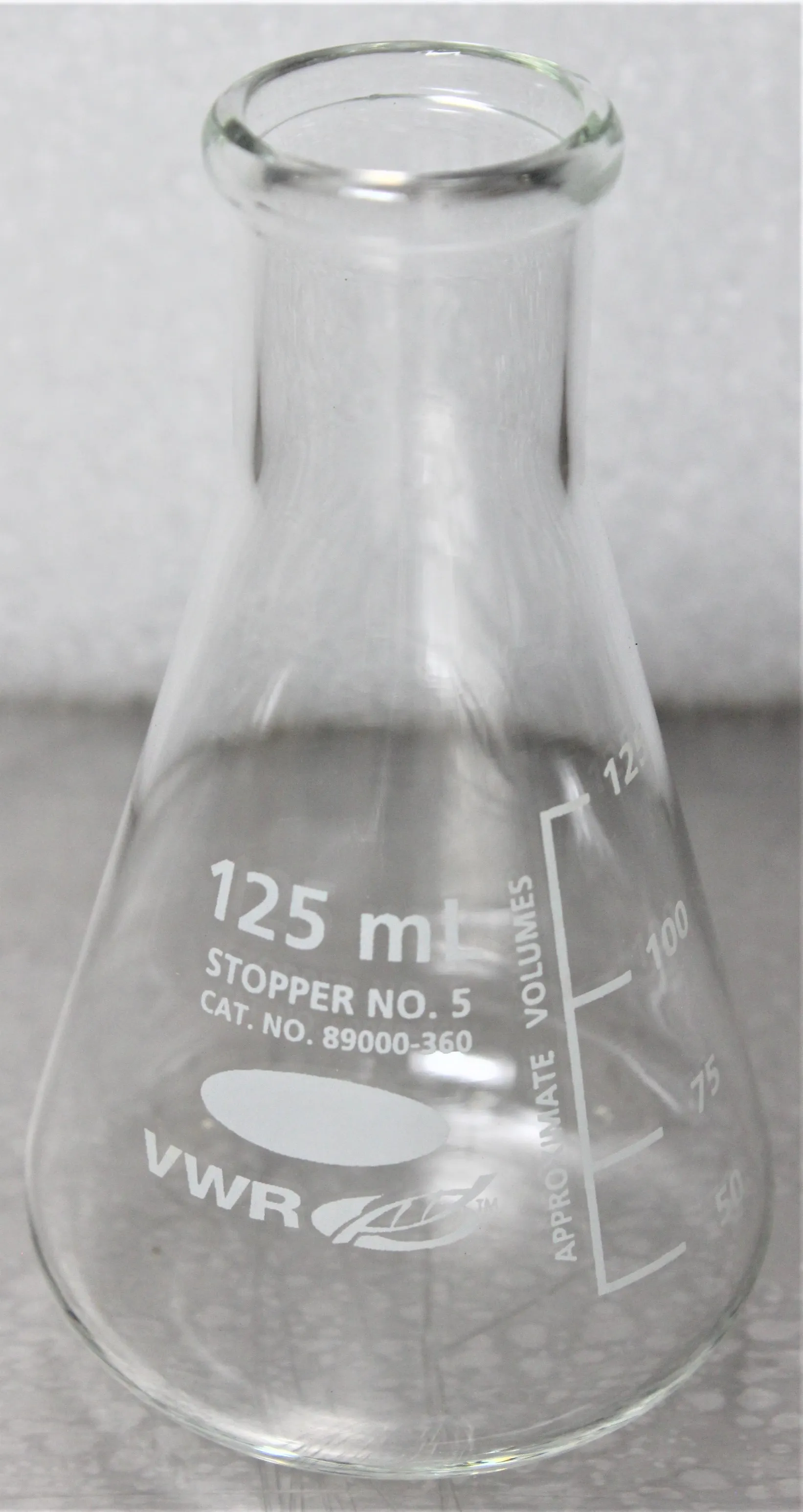 VWR 125mL Erlenmeyer Flask Narrow Mouth 89000-360 Box of 12