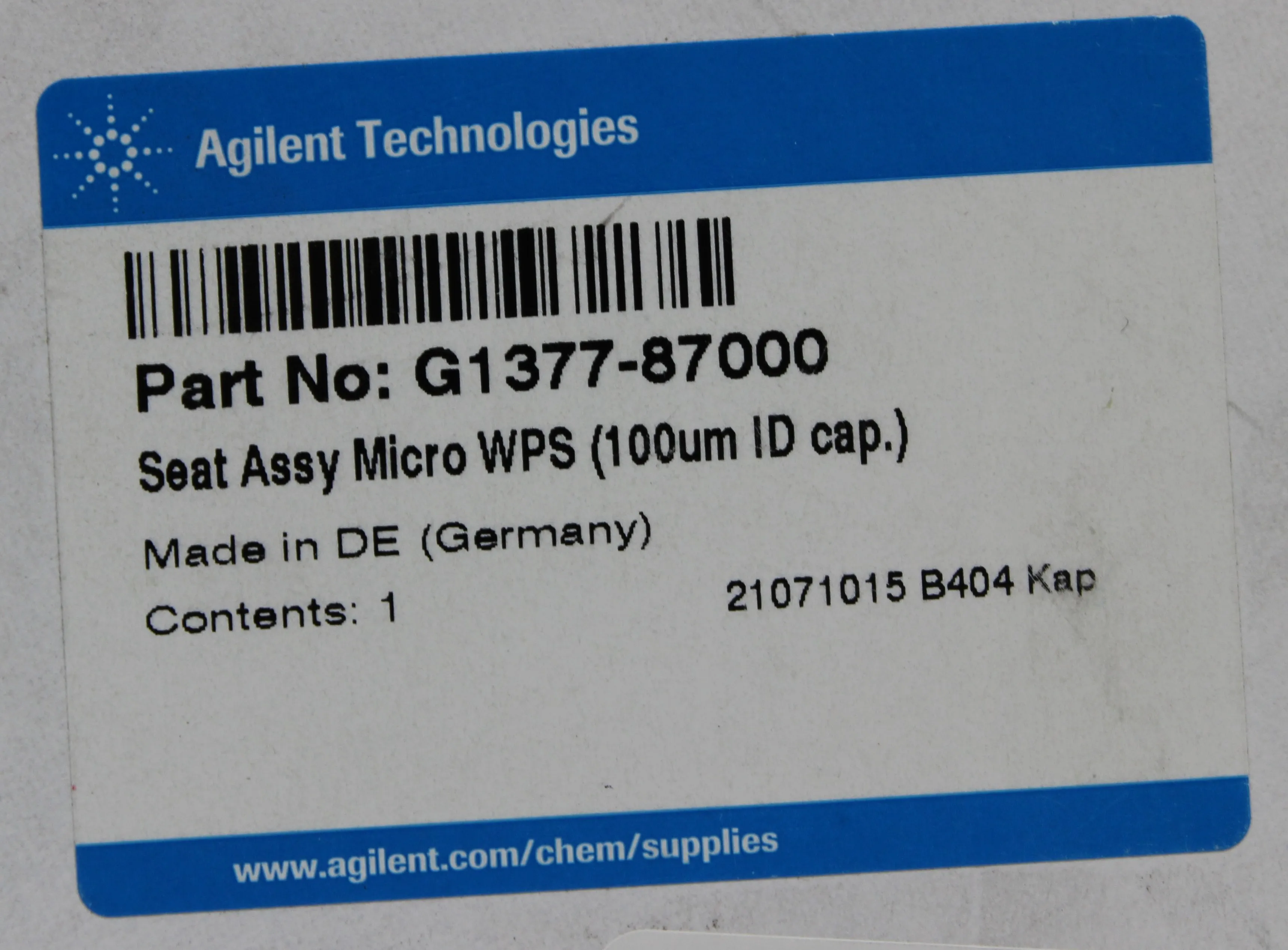 Agilent Seat Assy Micro WPS 100um ID Capillary