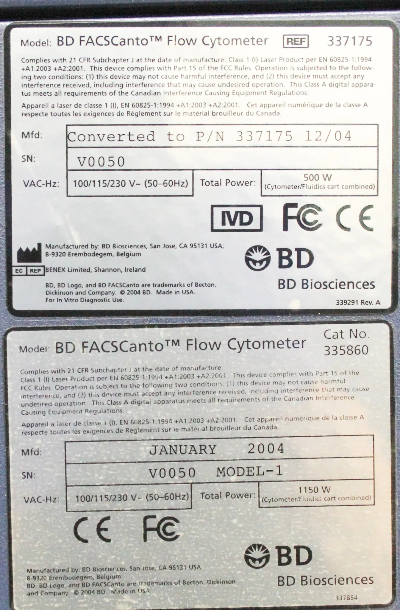 BD FACSCanto Clinical Flow Cytometry System Flow Cytometer Cat# 335860