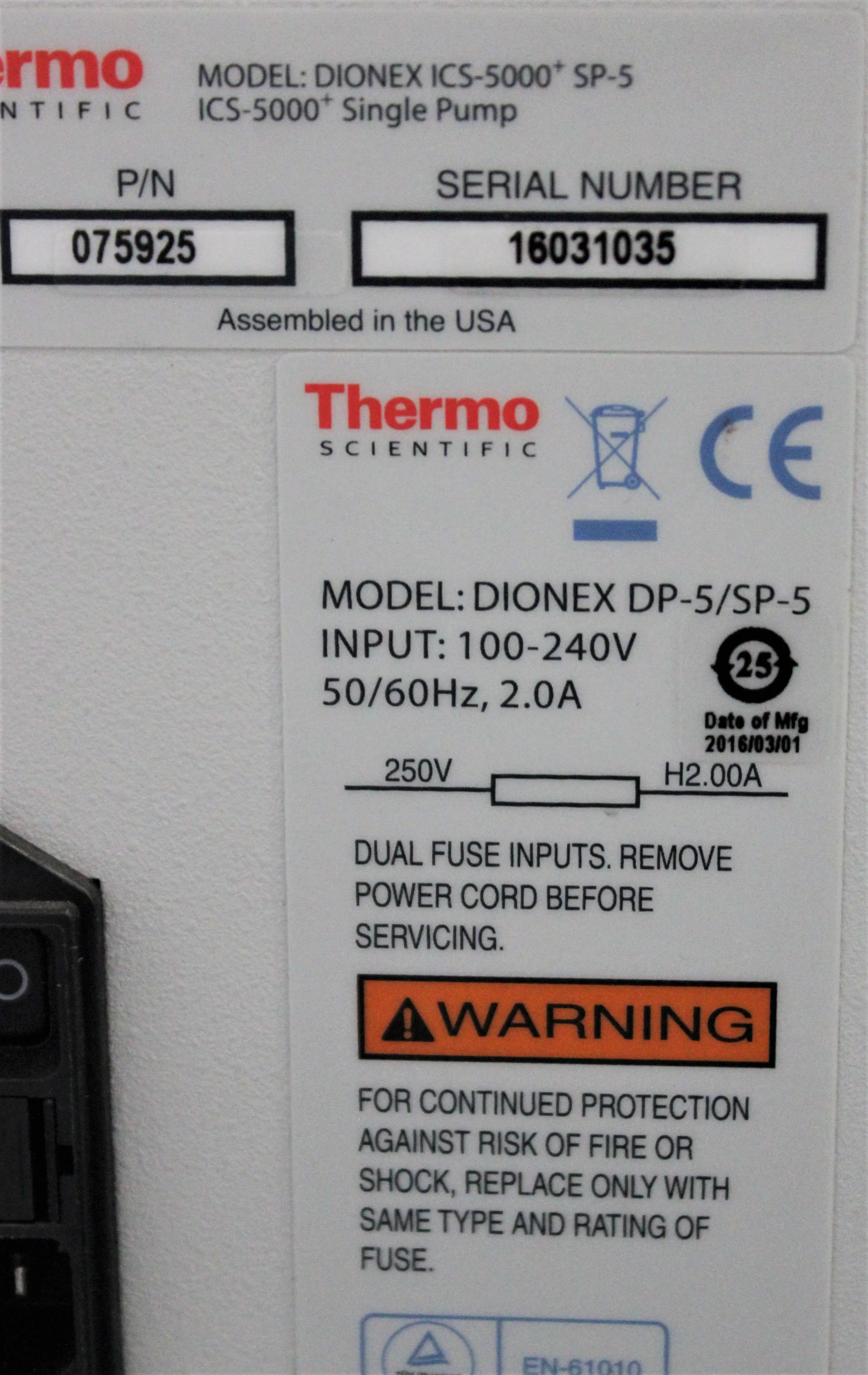 Thermo Scientific Dionex SP-5 Pump for HPLC / FPLC / GC / CE