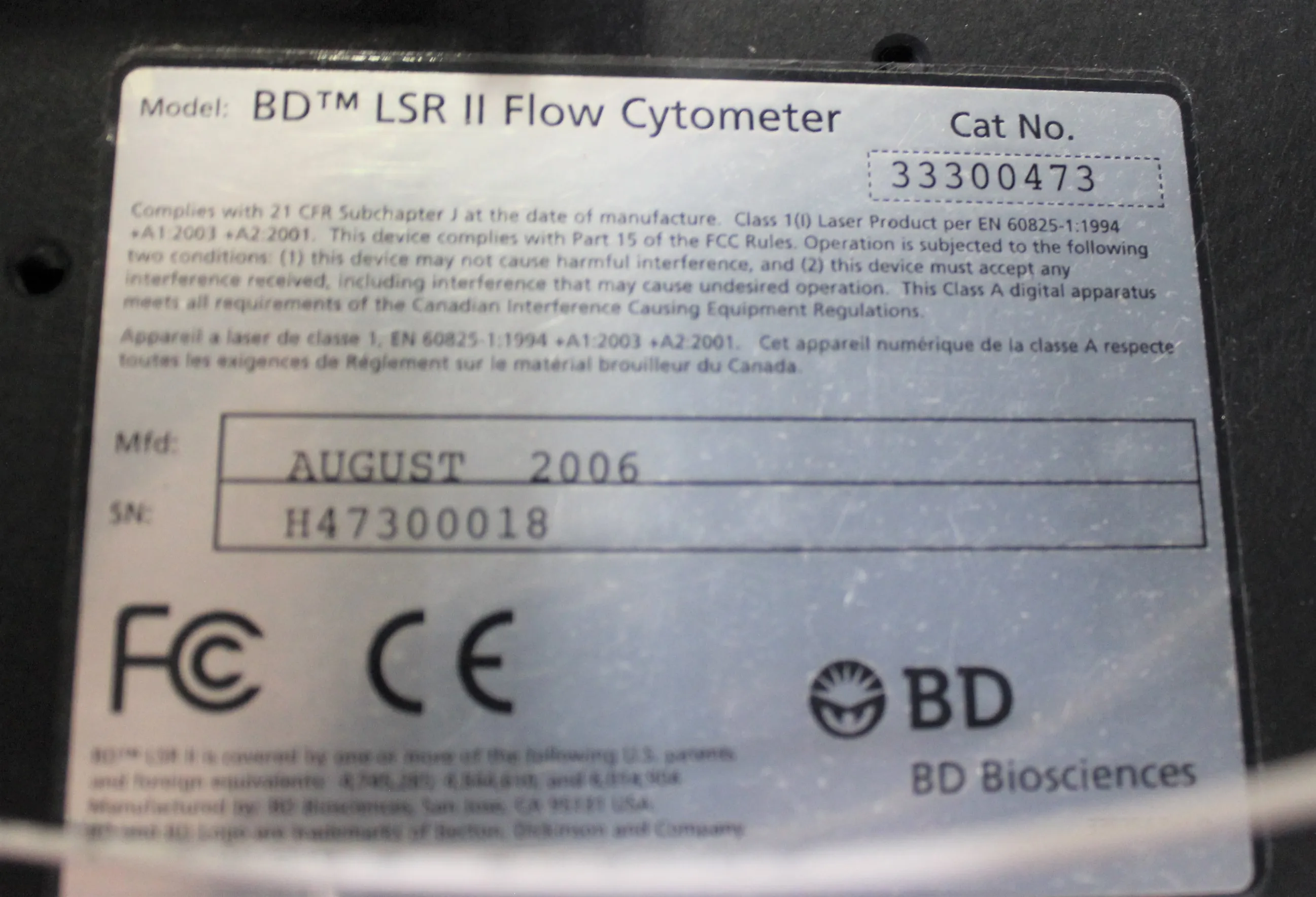 BD Biosciences LSR II Flow Cytometer - Multi-Laser Cell Counting/Sorting Unit