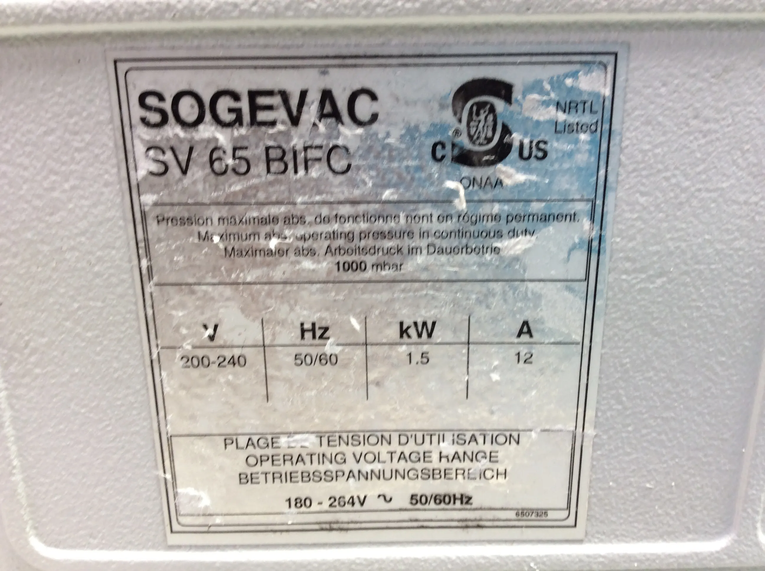 Sogevac SV65 BI FC Vacuum Pump - Used