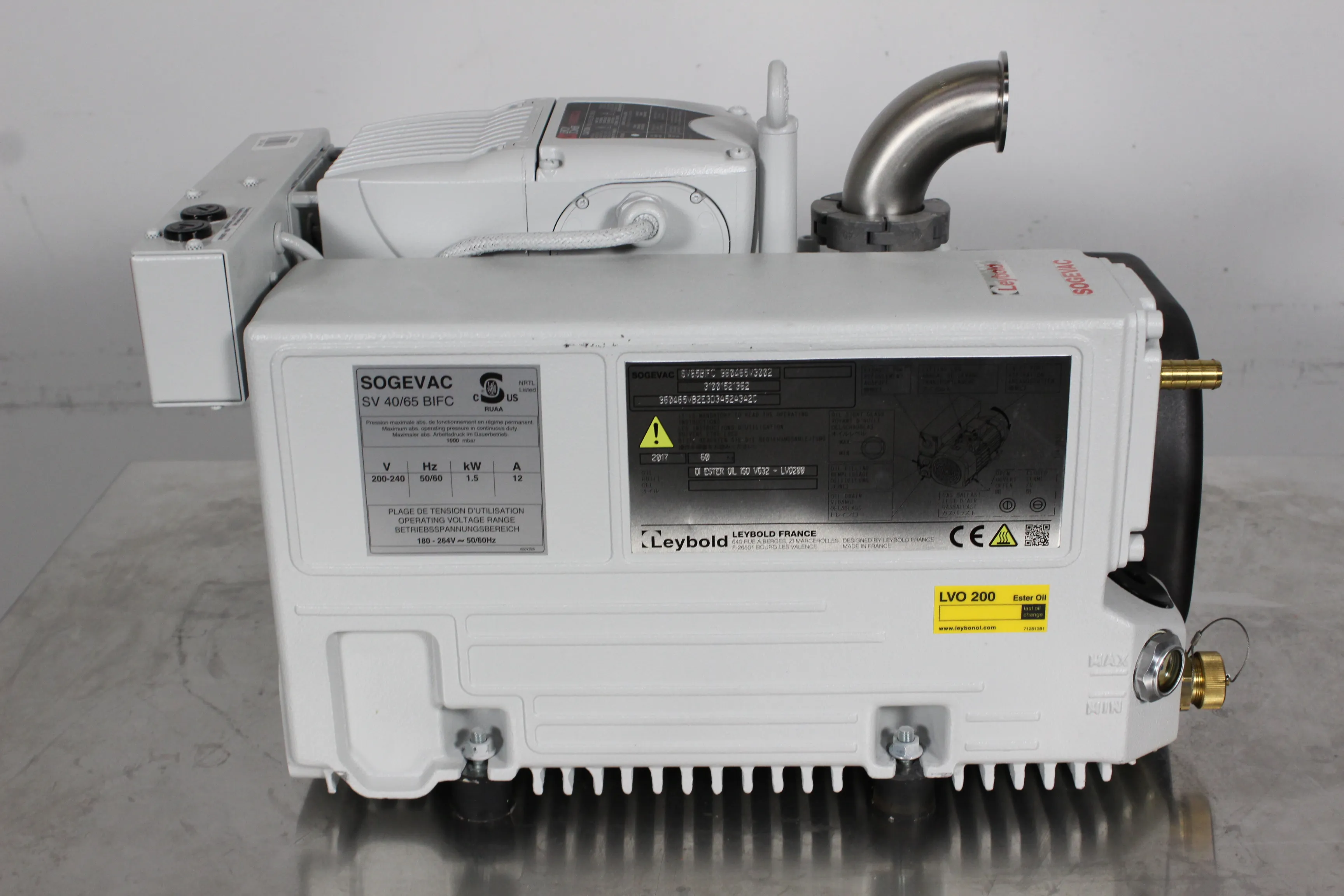 Sogevac SV65 BI FC Vacuum Pump 220V 50-60Hz