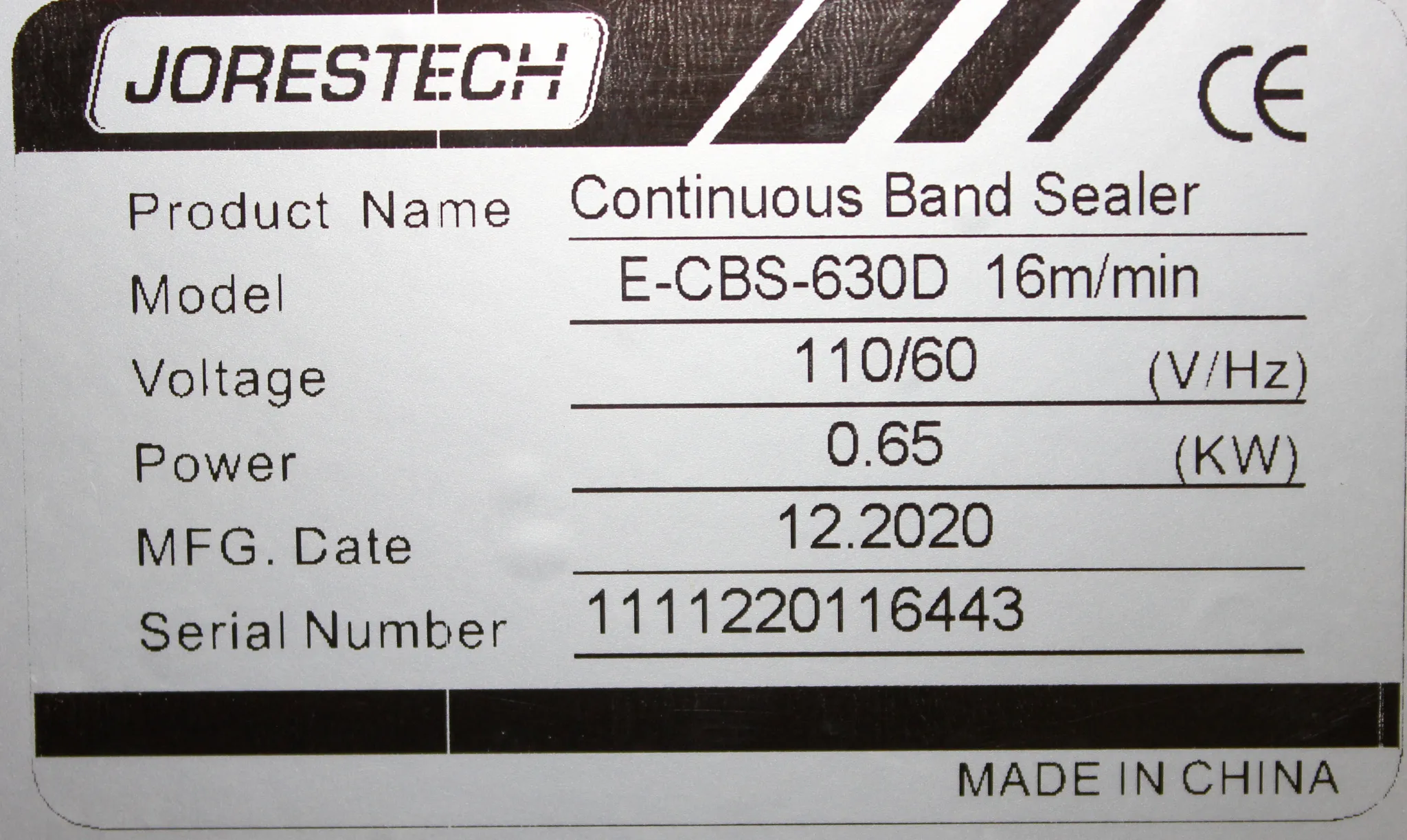 JORESTECH E-CBS-630D Continuous Band Sealer