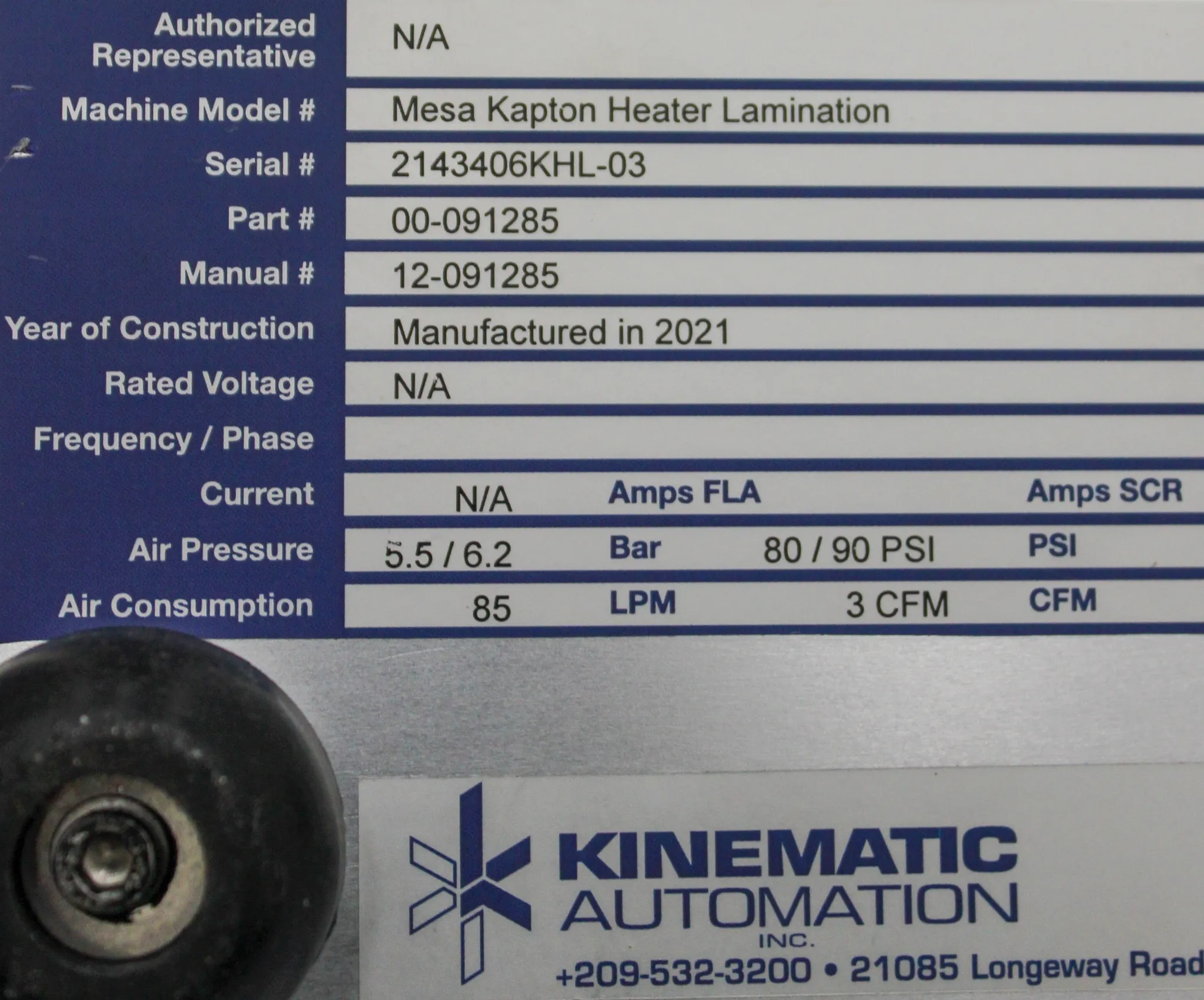 Kinematic Automation Mesa Kapton Heater Lamination