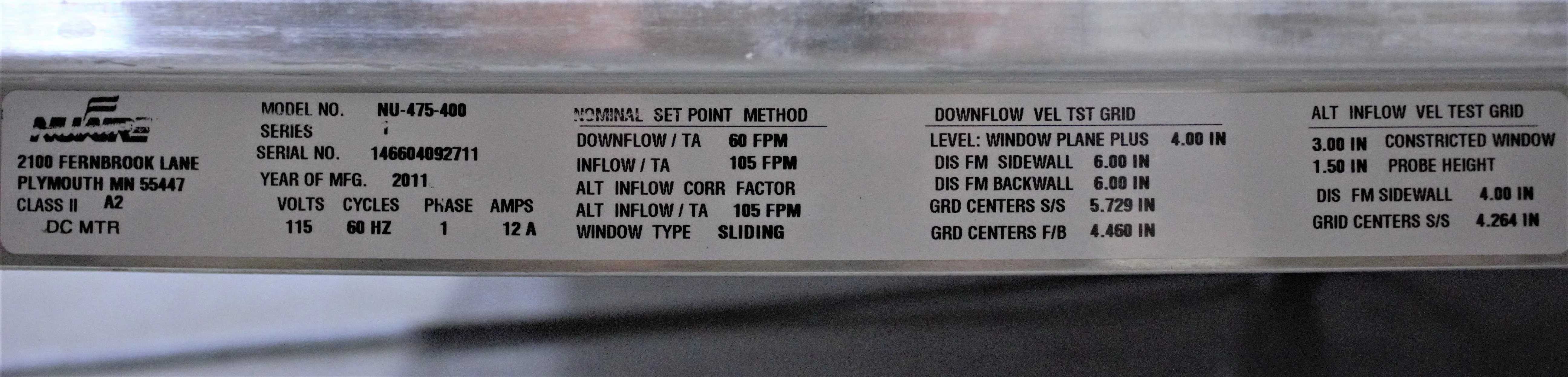 NuAire NU-475 Class II Type A2 Biosafety Cabinet