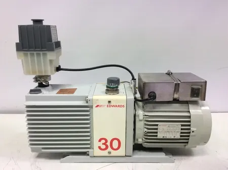 Edwards E2M30 Dual Stage Rotary Vane Vacuum Pump with EMF20 Mist Filter