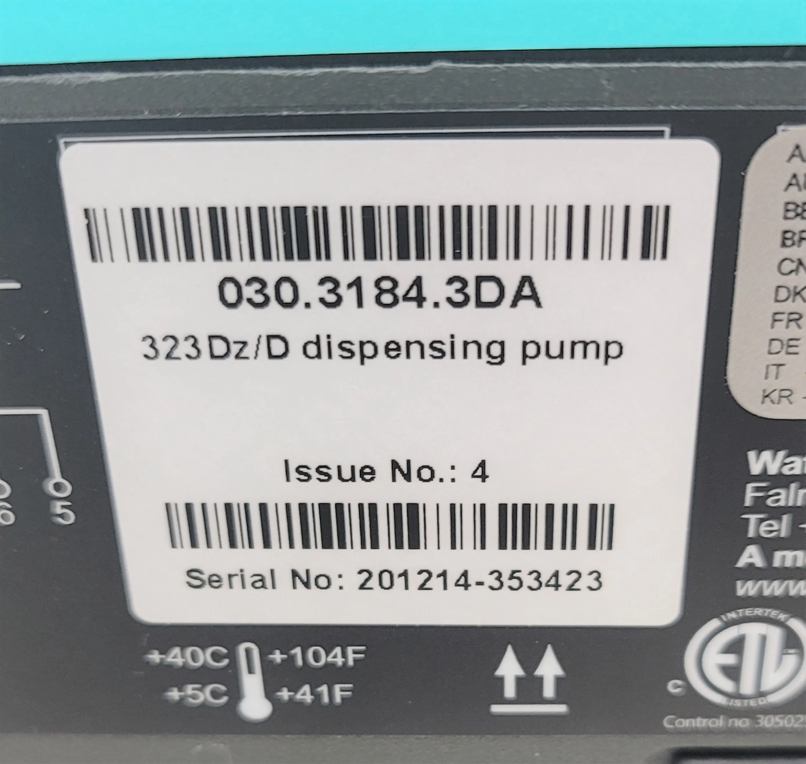 Watson Marlow 323Dz/D Dosing/Dispensing Pump