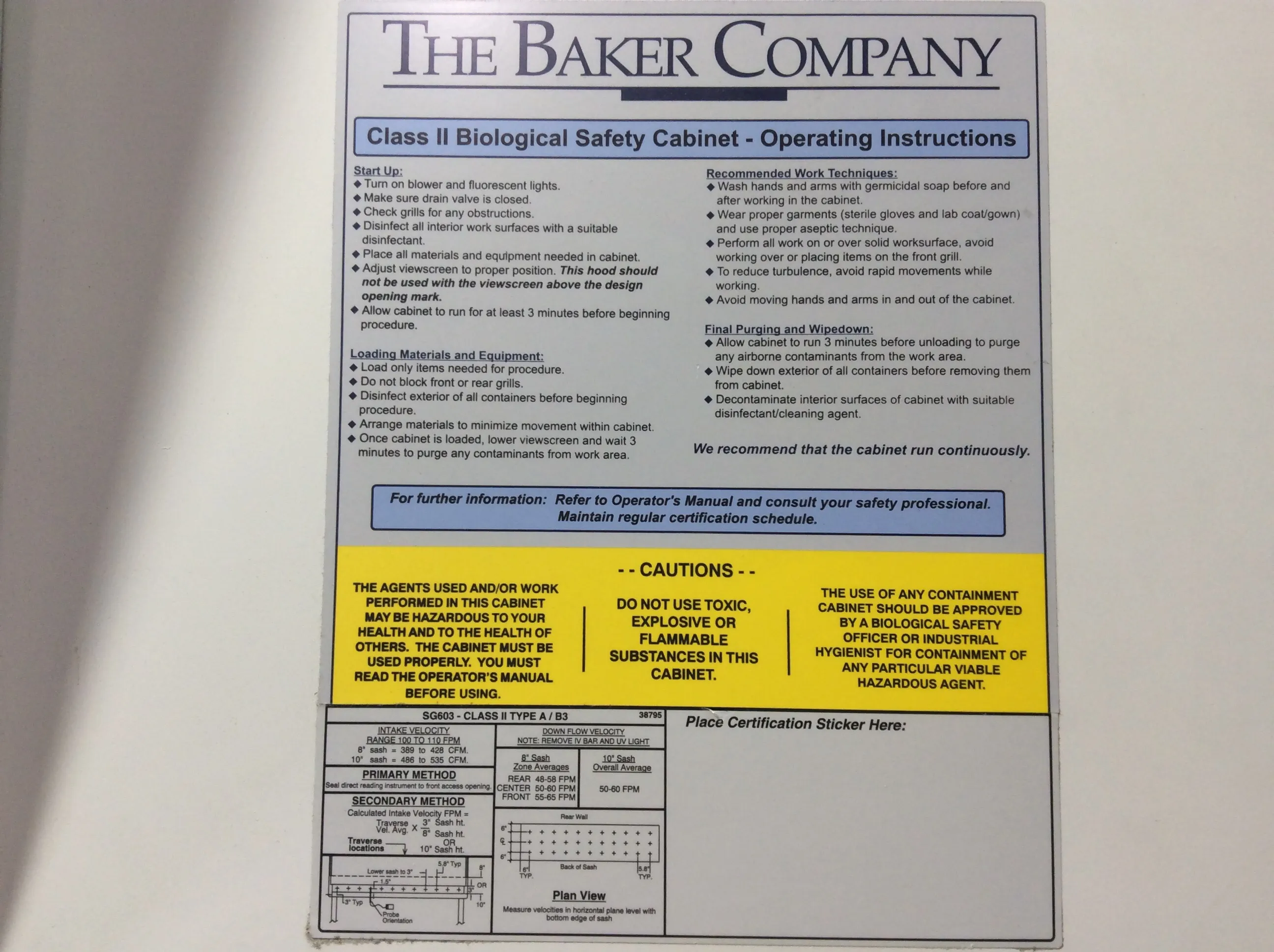 The Baker Company SterilGARD III Advance Class II Biological Safety Cabinet