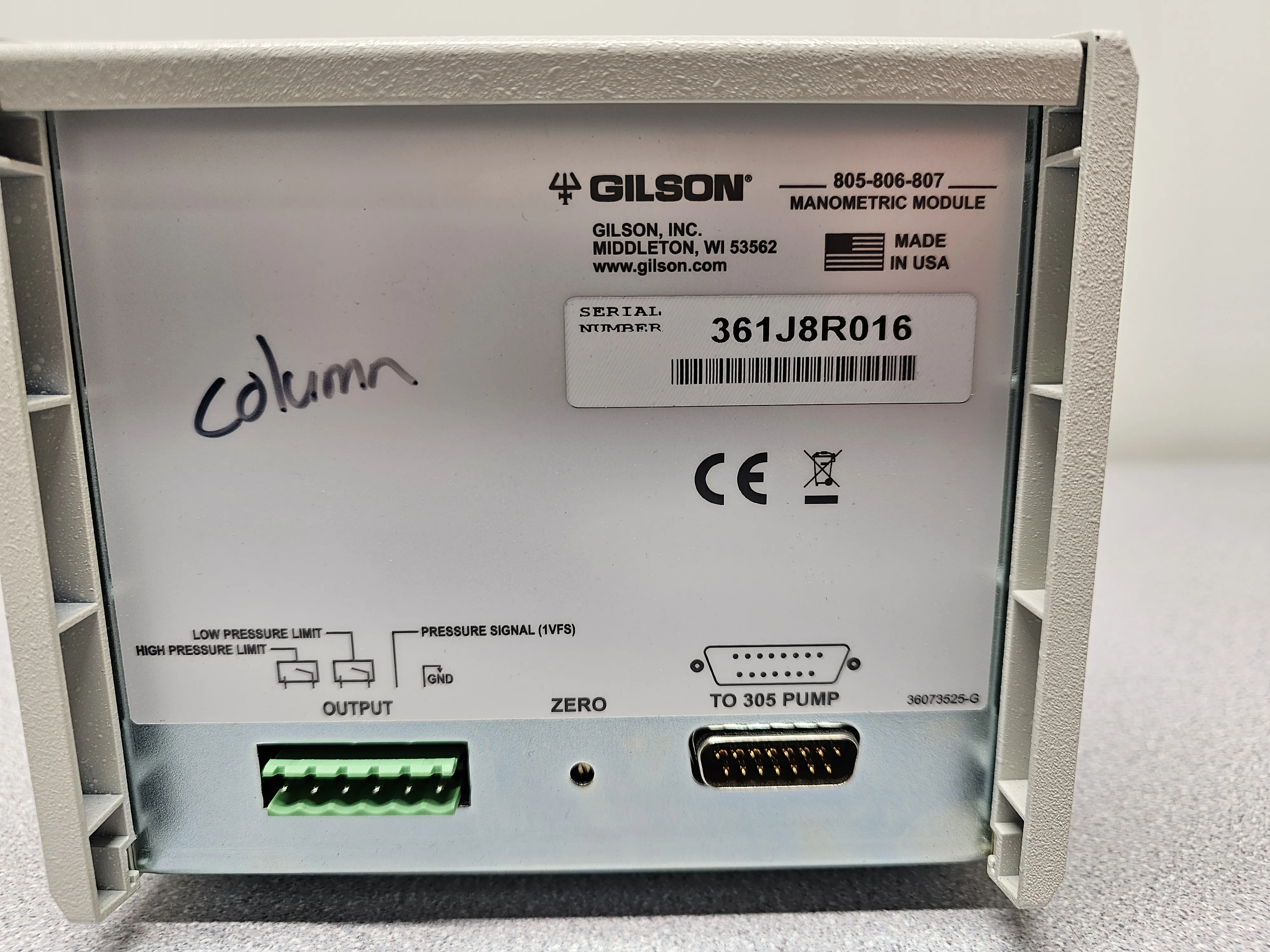 Gilson 806 Manometric Module 806 HPLC System Accessory