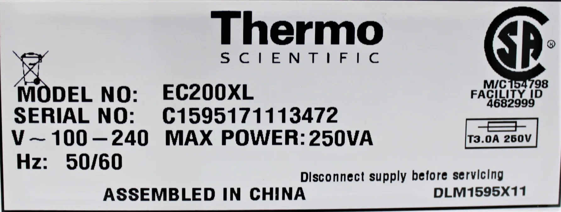 Thermo Scientific Owl EC-200XL High-Current Power Supply - Used