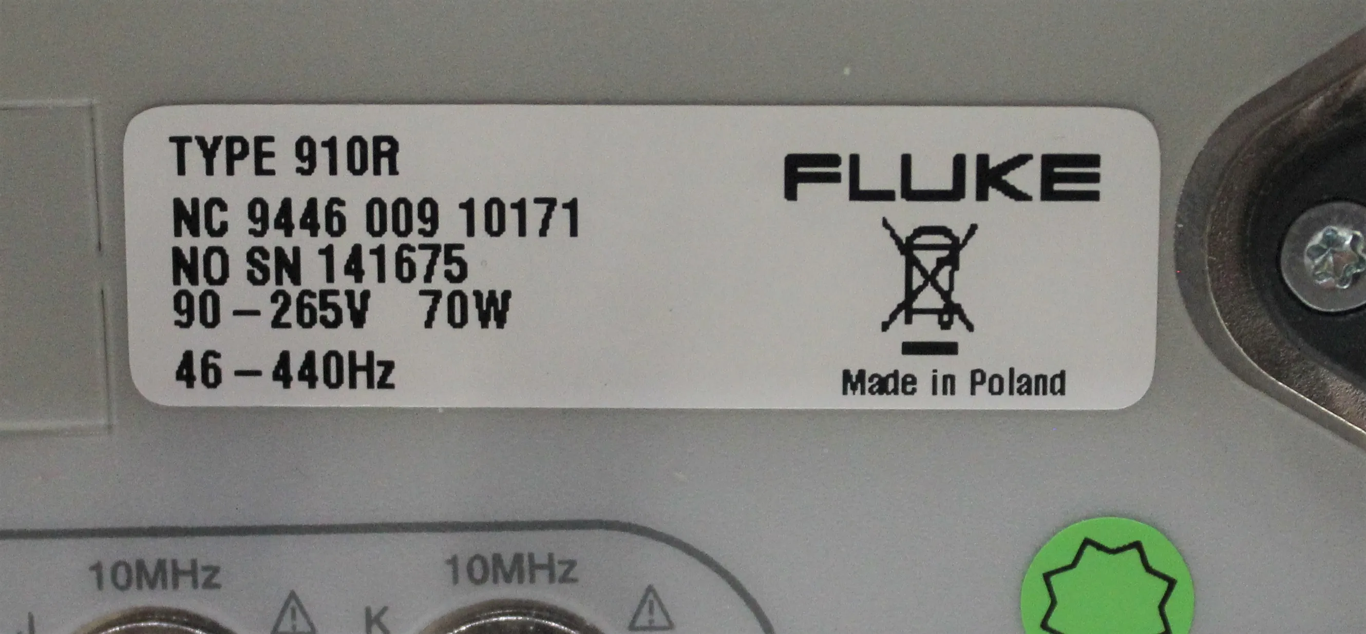 Fluke 910R GPS Frequency Reference Class 2 Used Laboratory Equipment