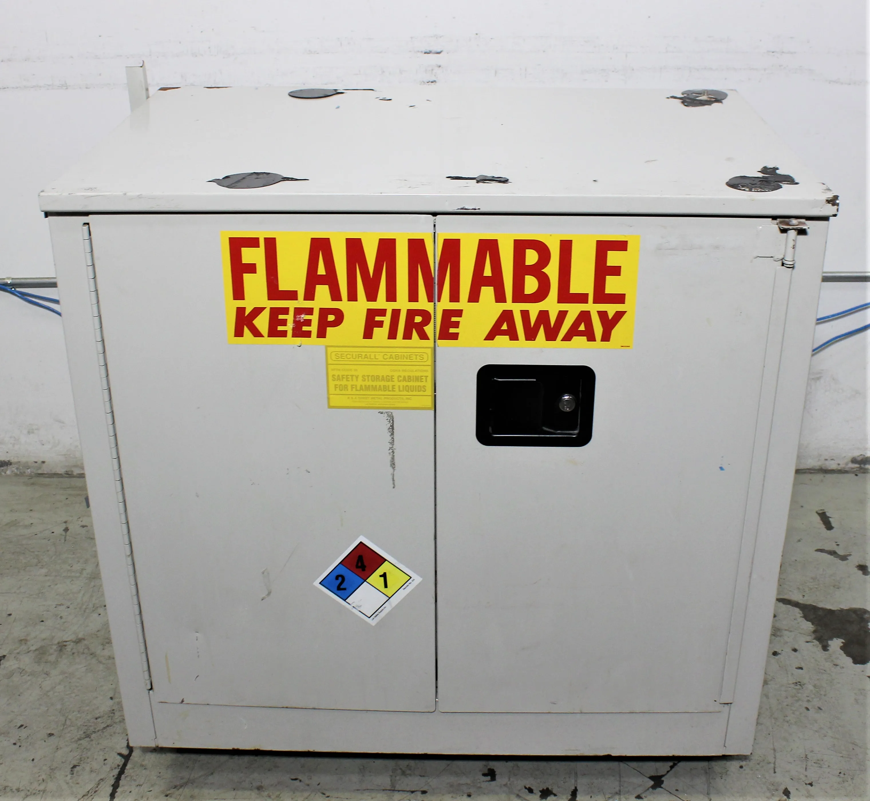 Used Flammable Cabinet - Securall A131 - Class 2 - 30 Gallon Capacity - 2-Door Self-Latch - NFPA Compliant