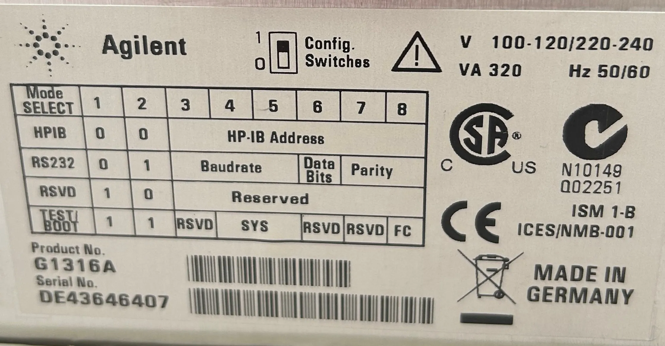 Agilent G1316A HPLC Column Compartment