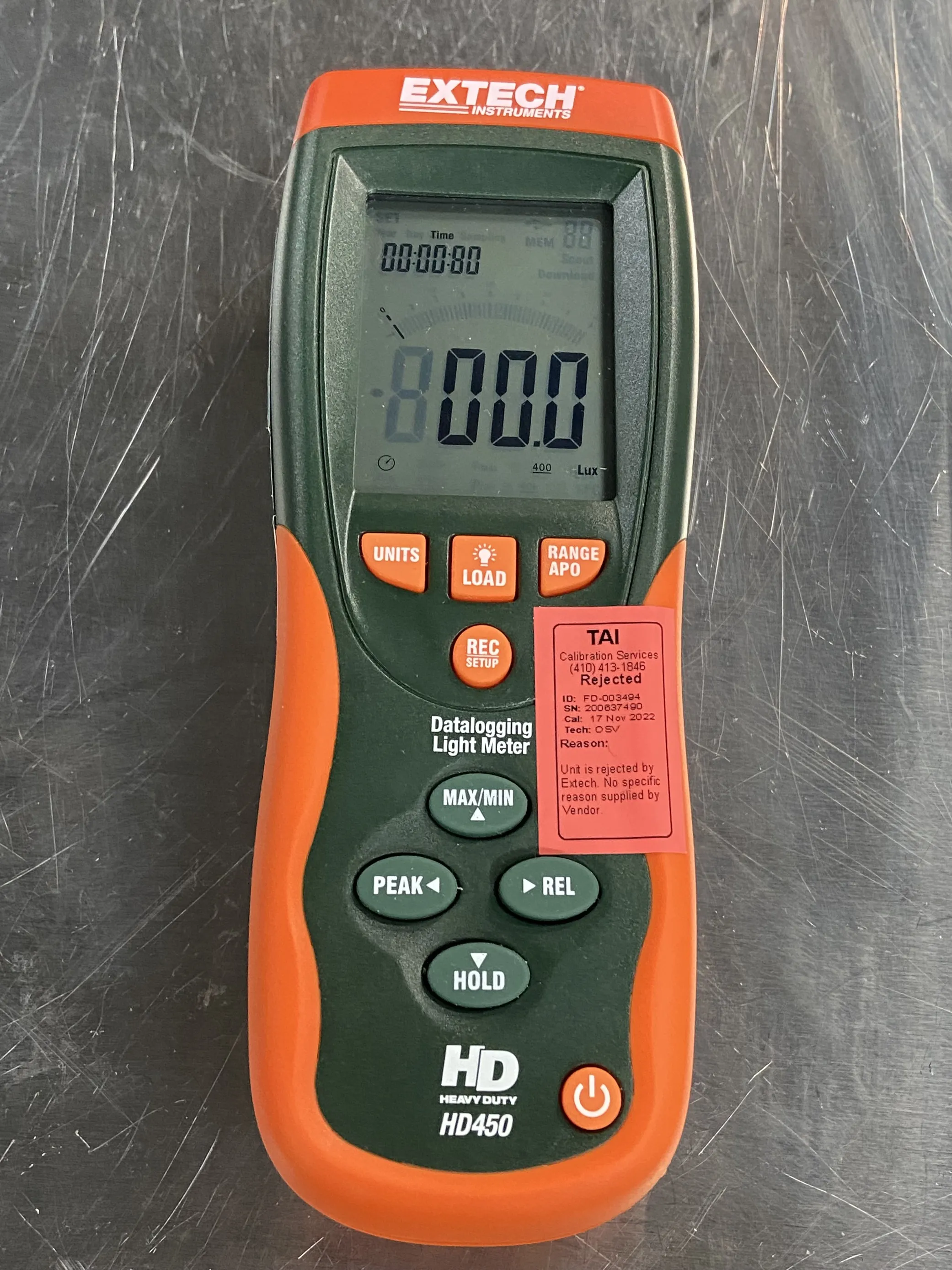 Extech Heavy Duty Datalogging Light Meter HD450