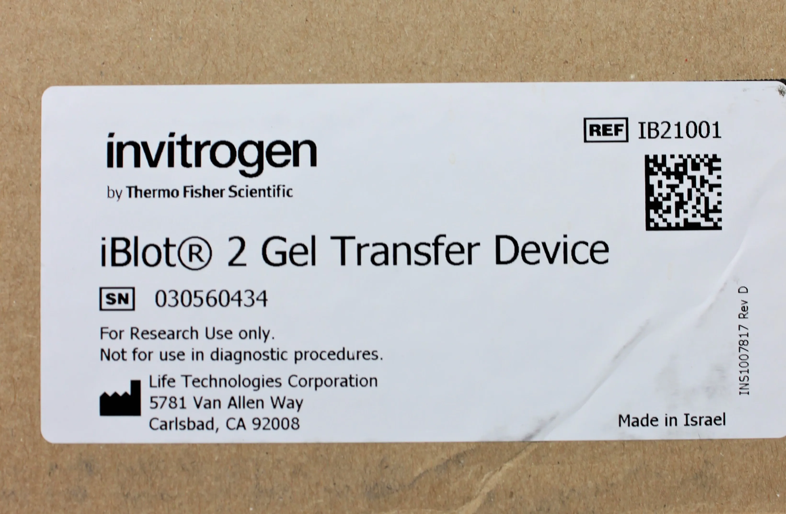 Invitrogen iBlot 2 Gel Transfer Device IB21001 Western Blotting Dry Transfer