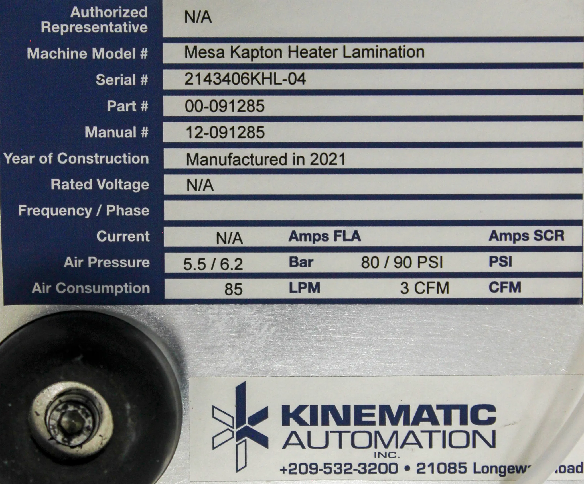 Kinematic Automation Mesa Kapton Heater Lamination