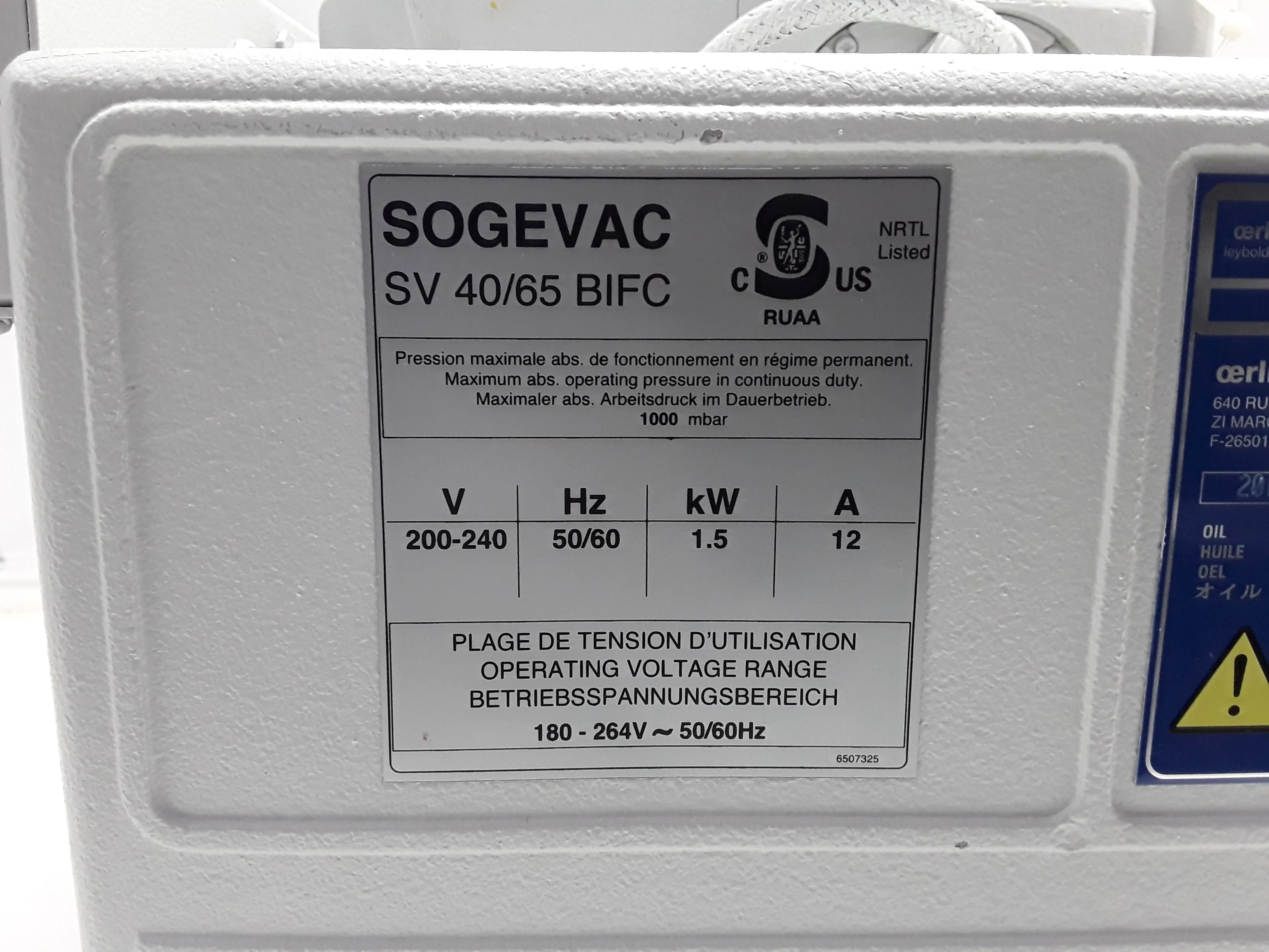 Sogevac SV65 BI FC Vacuum Pump