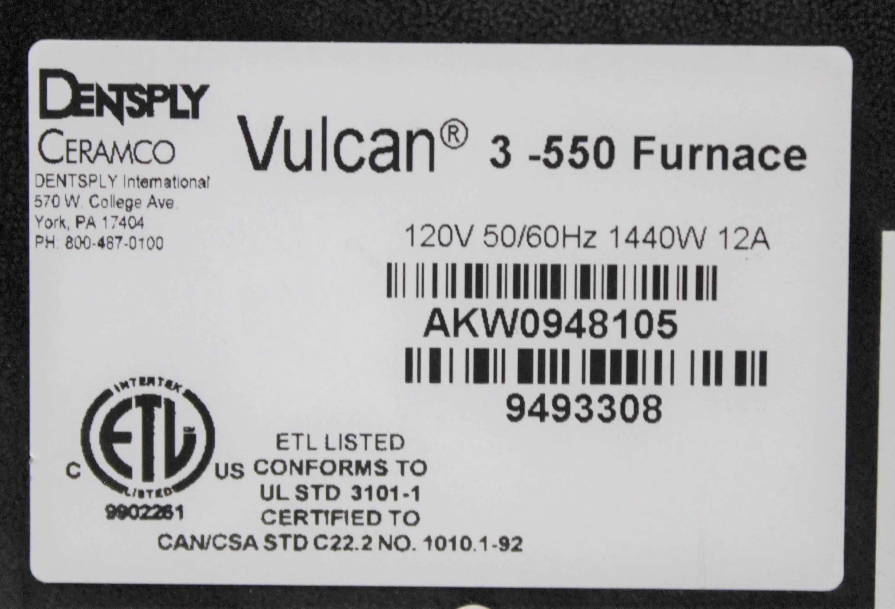 Used Vulcan 3-550 Muffle Furnace 30-Day Warranty, 100% Parts and Labor